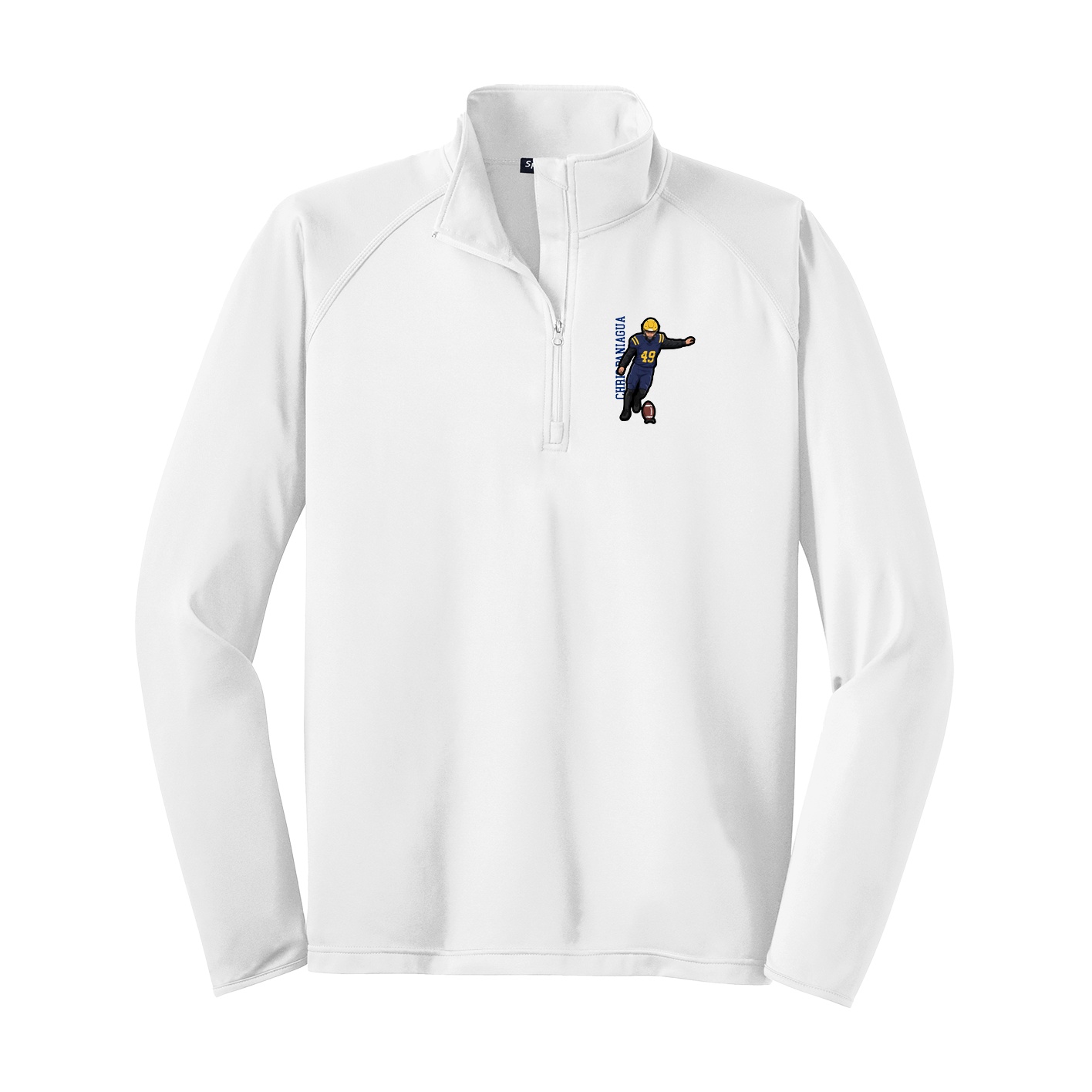 Q-Zip Pullover — Name Vertical in White