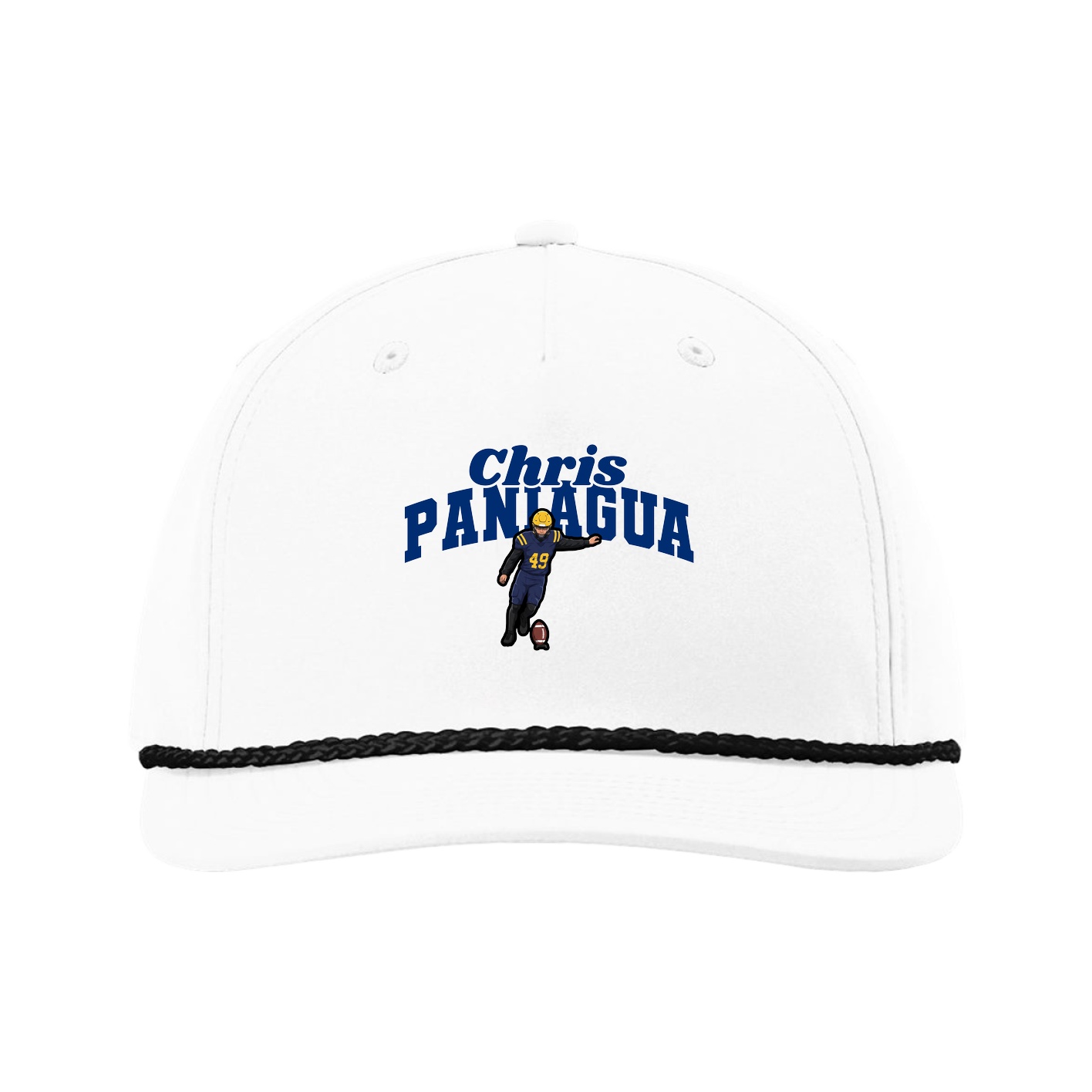 Five-Panel Classic Rope Cap — Signature Arch in White