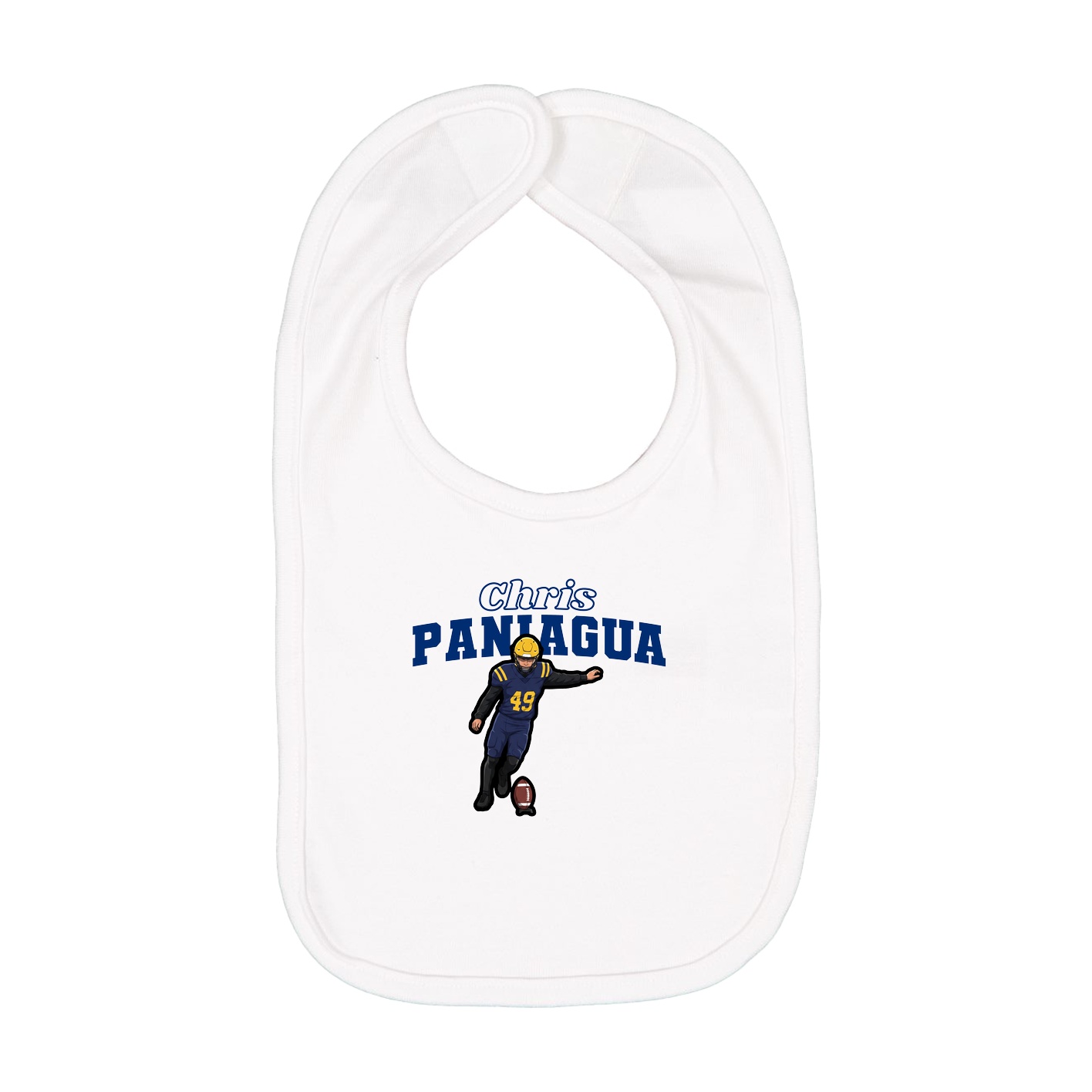 Infant Bib — Name Arch in White