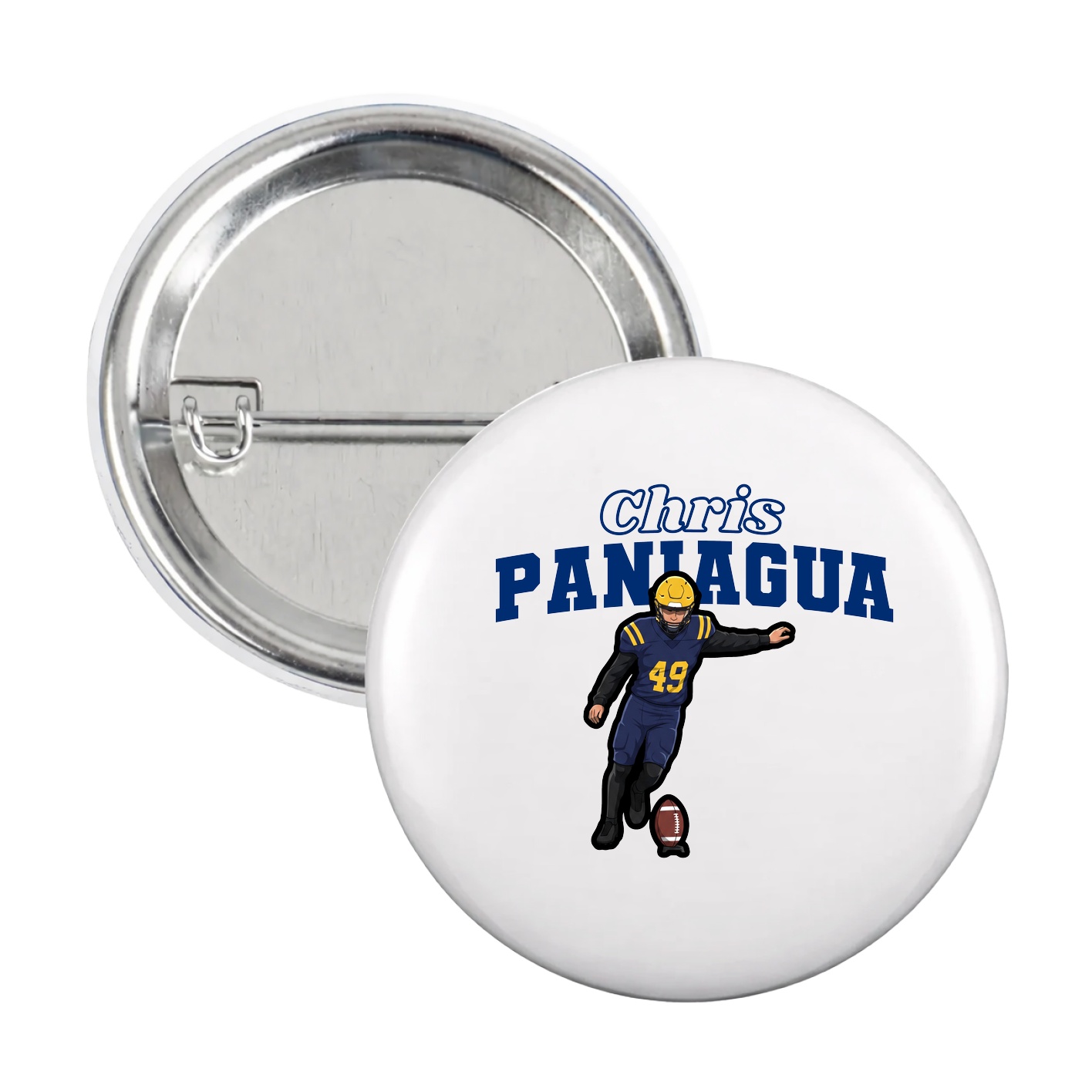 Game Day Button — Name Arch in White