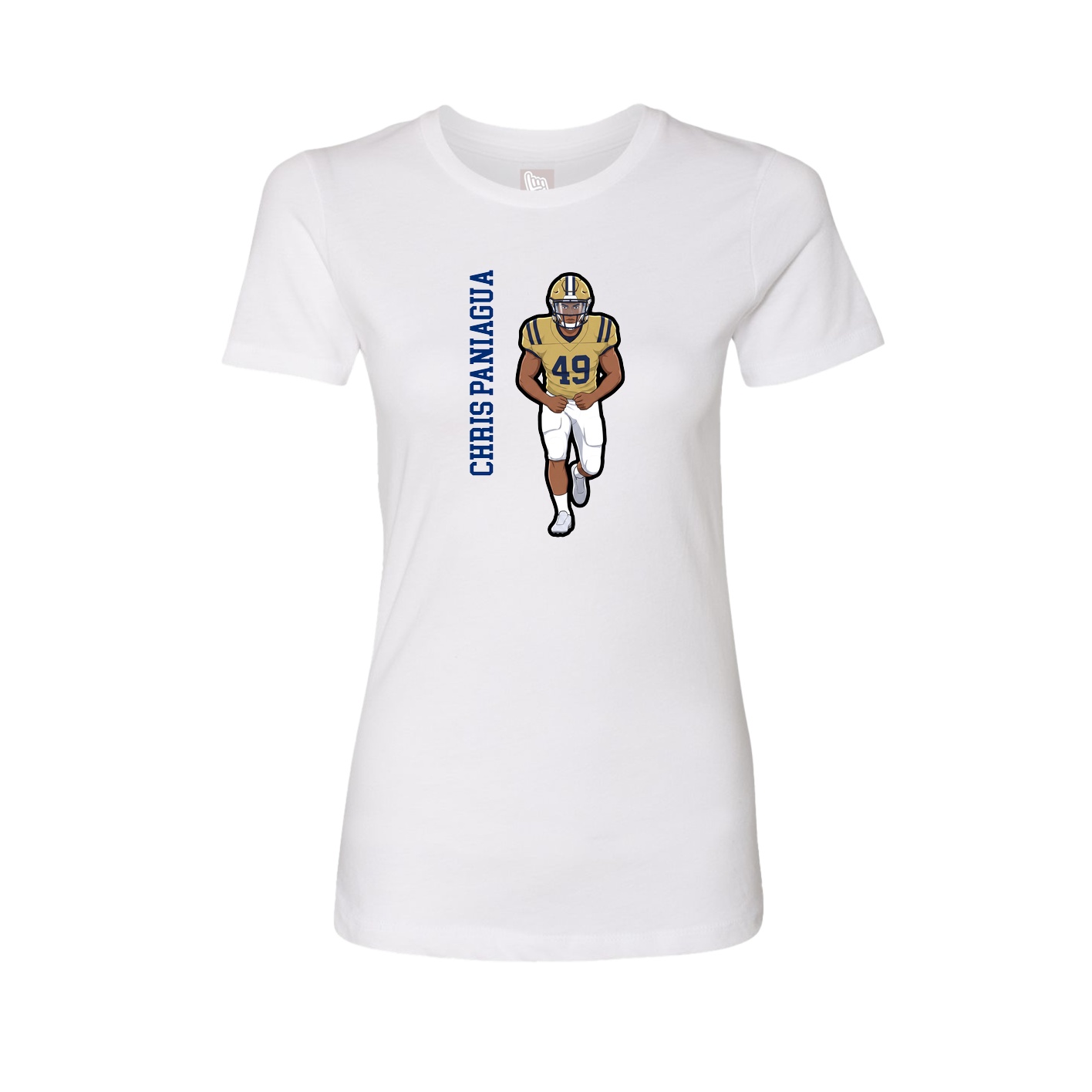 Womens Tee — Name Vertical in White