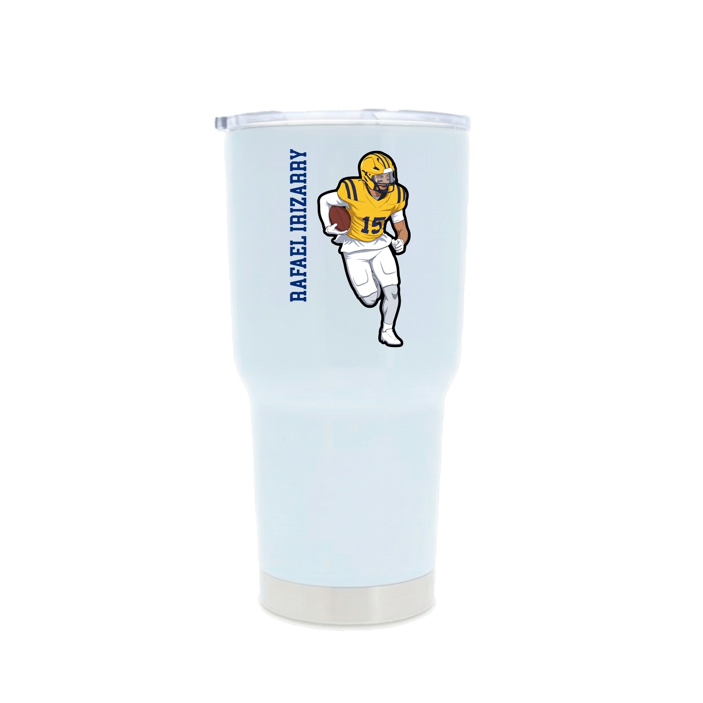 30oz Stainless Steel Tumbler — Name Vertical in White