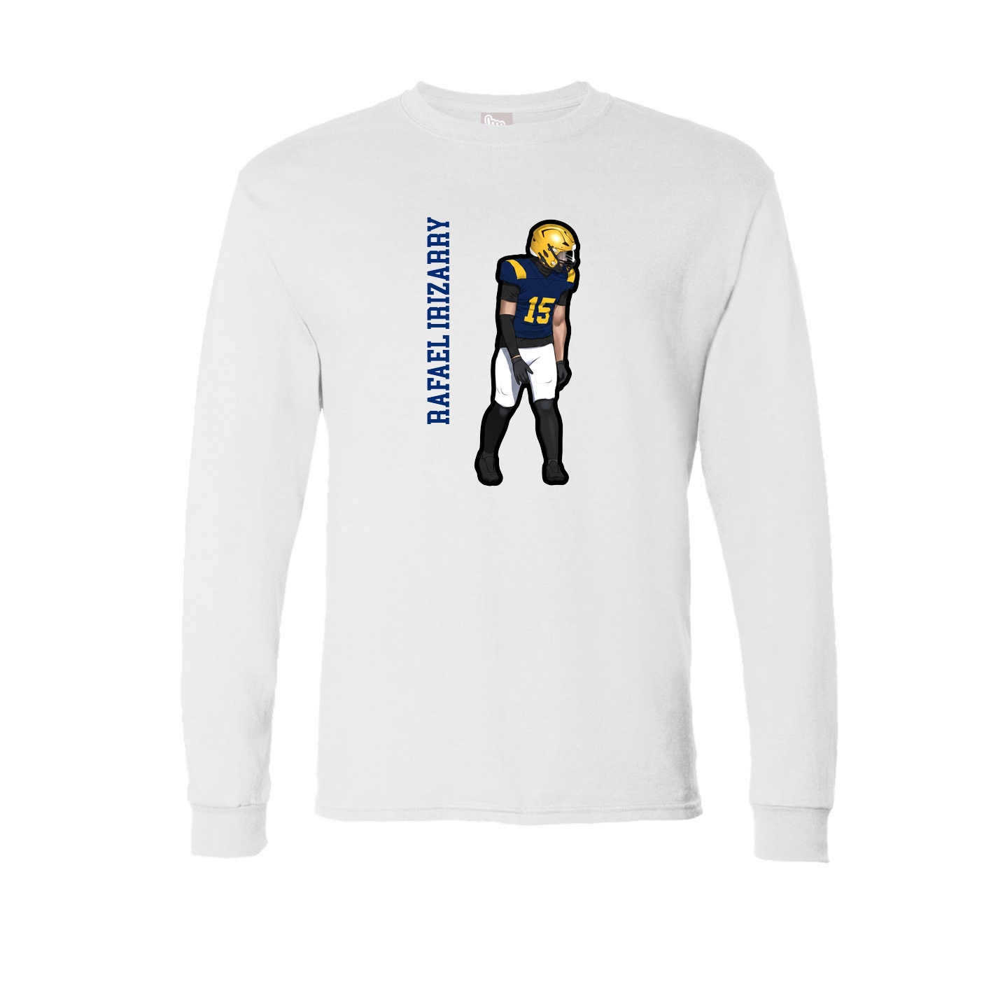 Long Sleeve Tee — Name Vertical in White