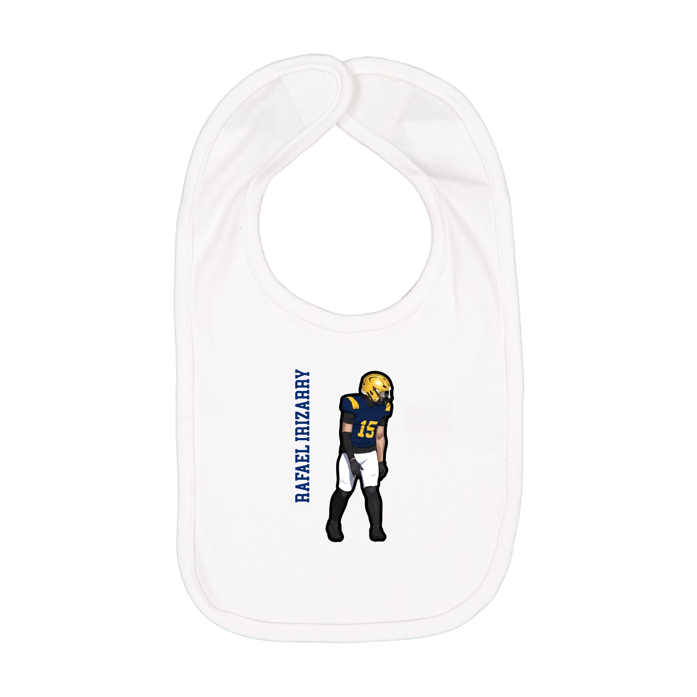 Infant Bib — Name Vertical in White