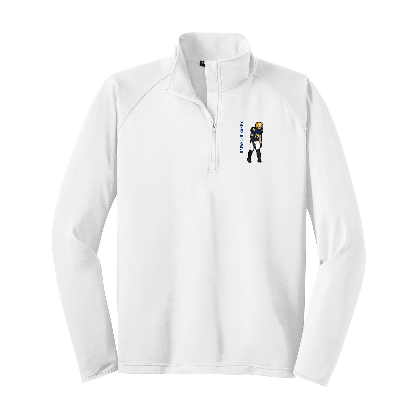 Q-Zip Pullover — Name Vertical in White