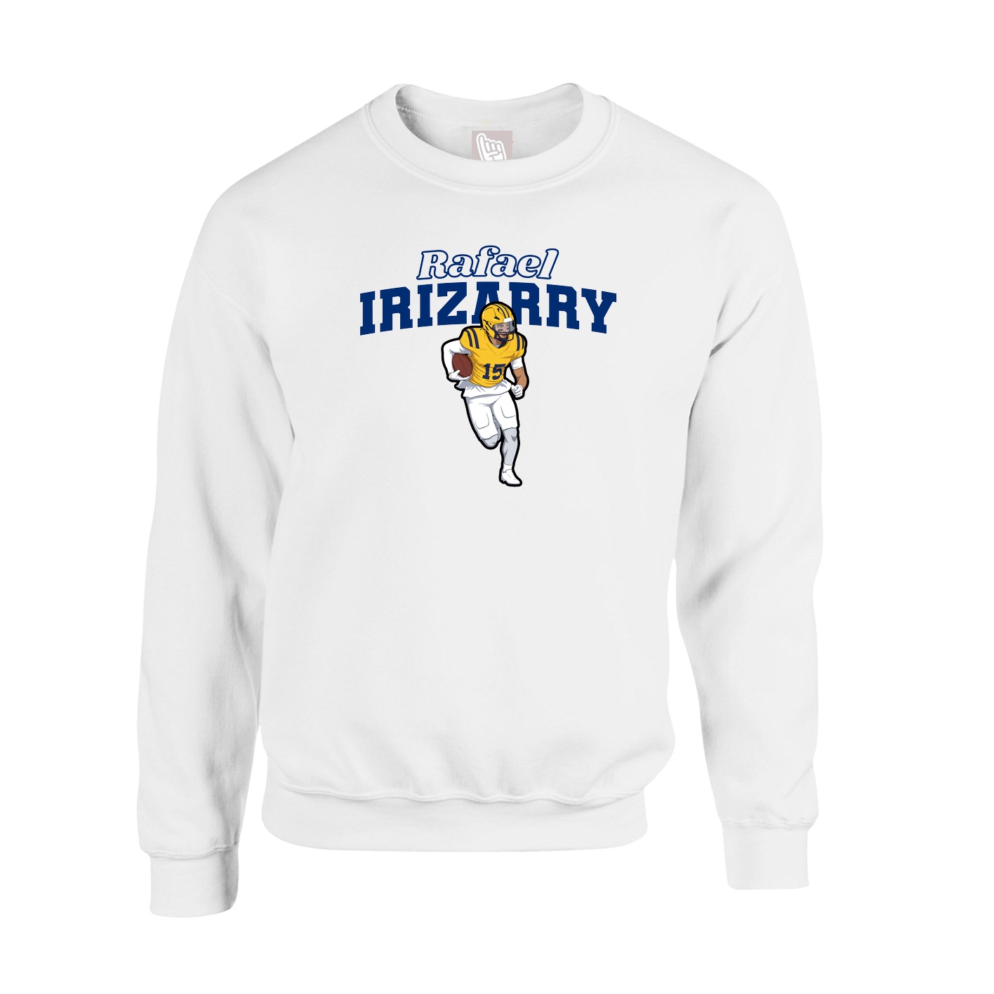 Fleece Crew — Name Arch in White