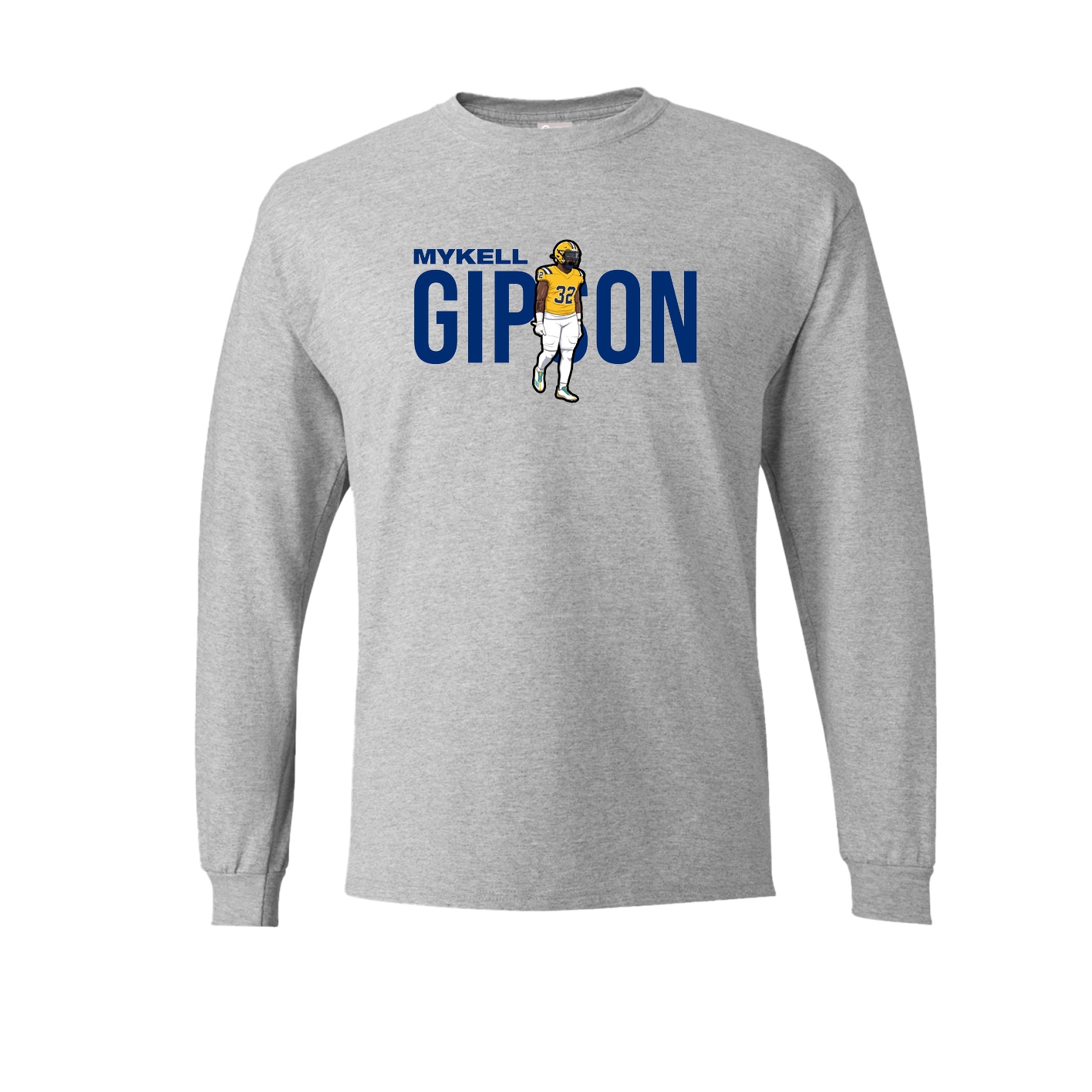 Long Sleeve Tee — Player Name in Grey