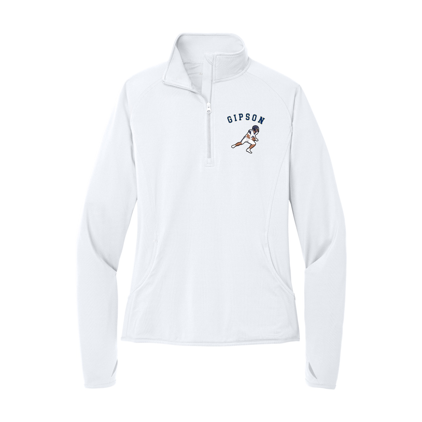 Women's Q-Zip Pullover — Shirsey Arch in White