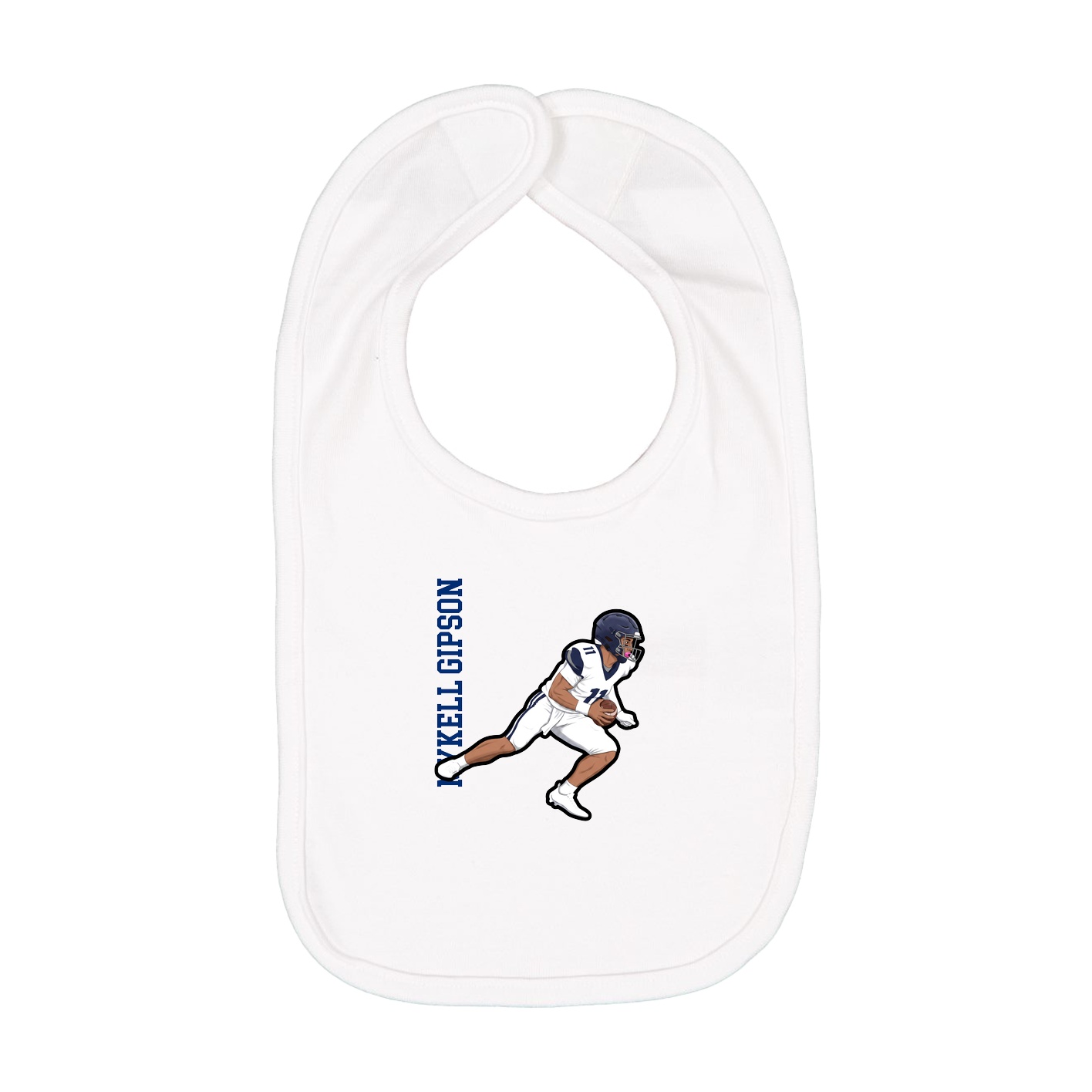 Infant Bib — Name Vertical in White