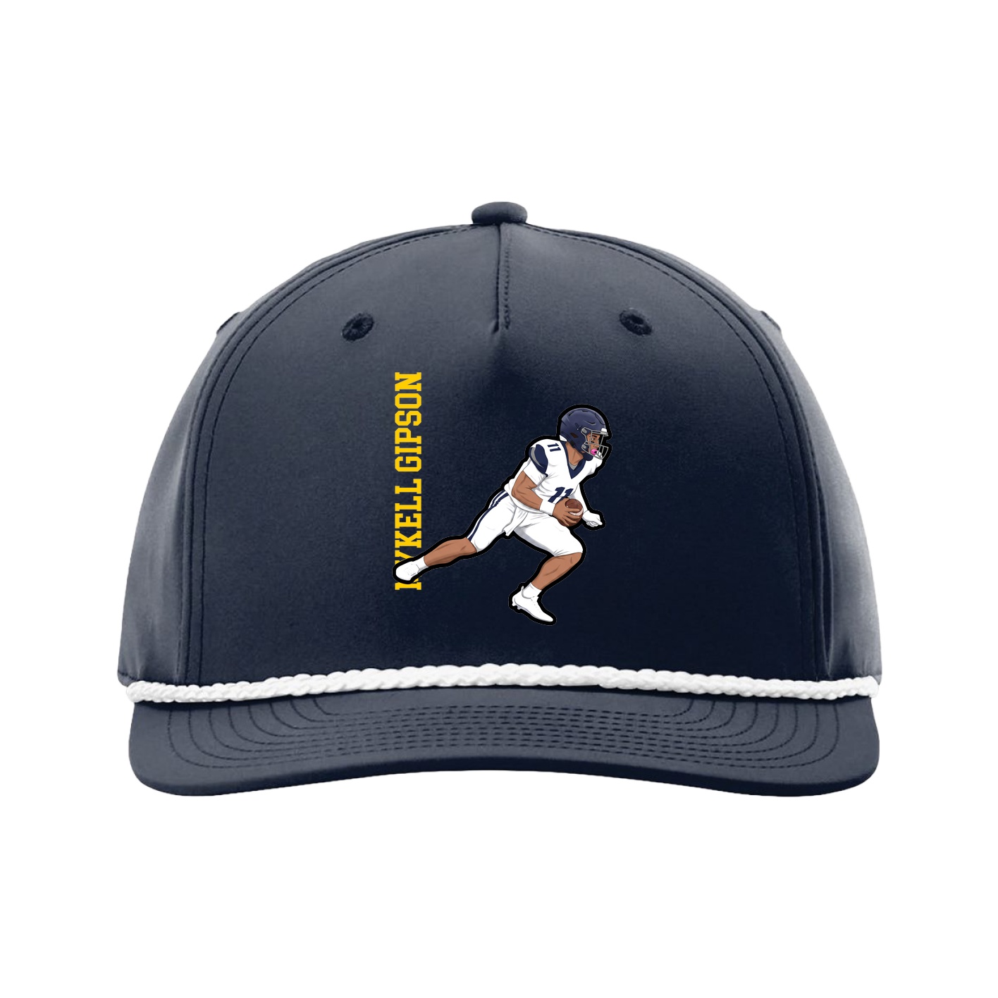Five-Panel Classic Rope Cap — Name Vertical in Navy