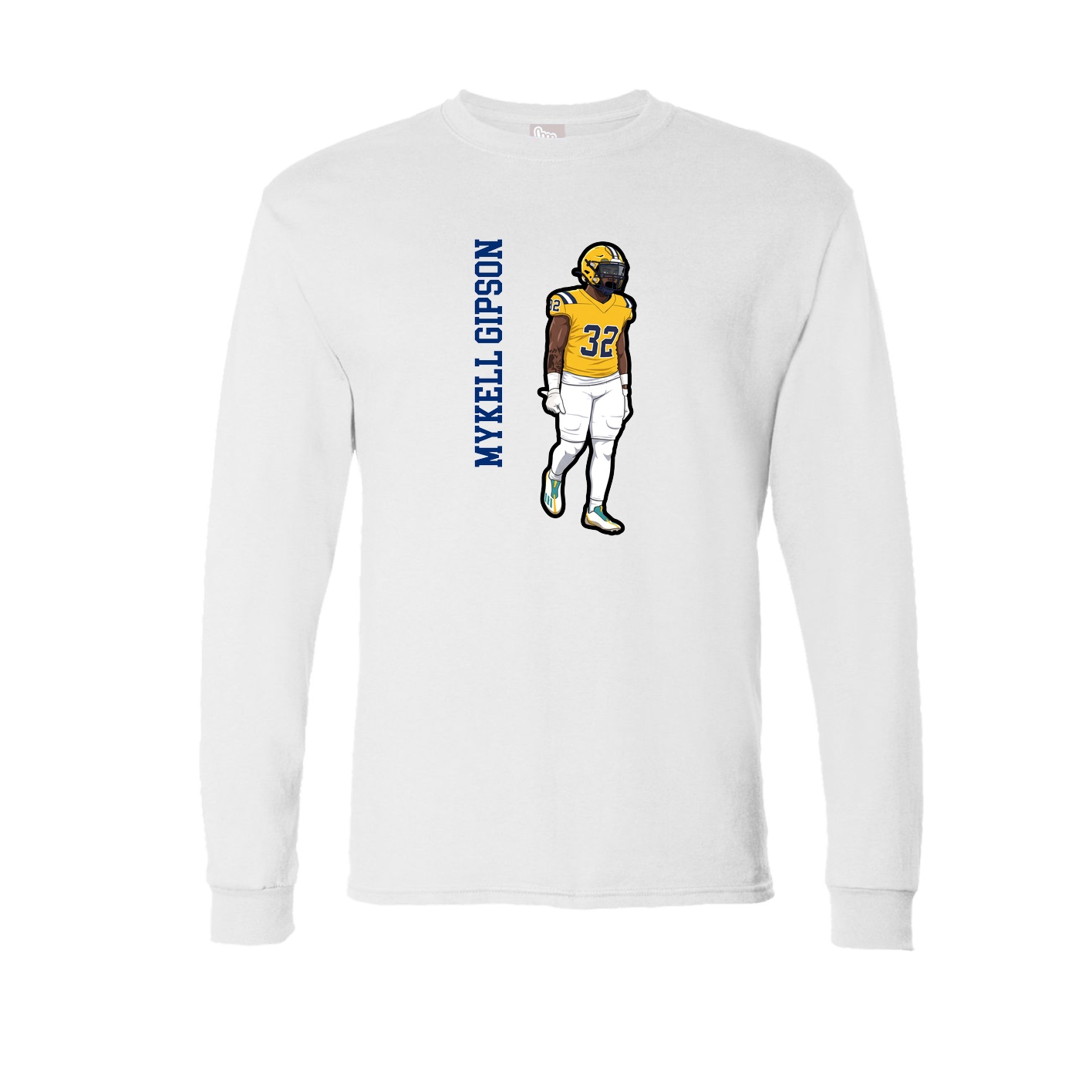 Long Sleeve Tee — Name Vertical in White