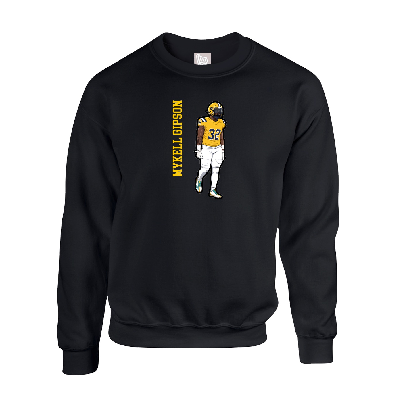 Fleece Crew — Name Vertical in Black