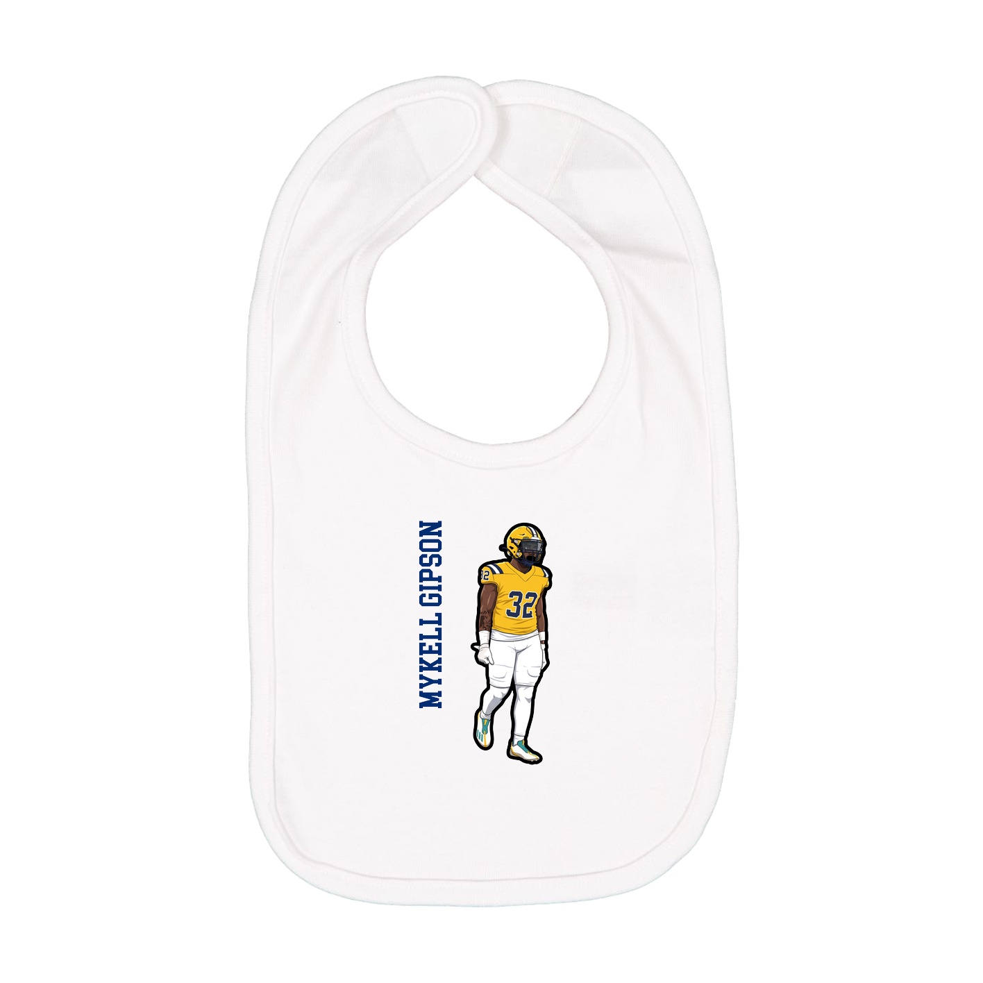 Infant Bib — Name Vertical in White