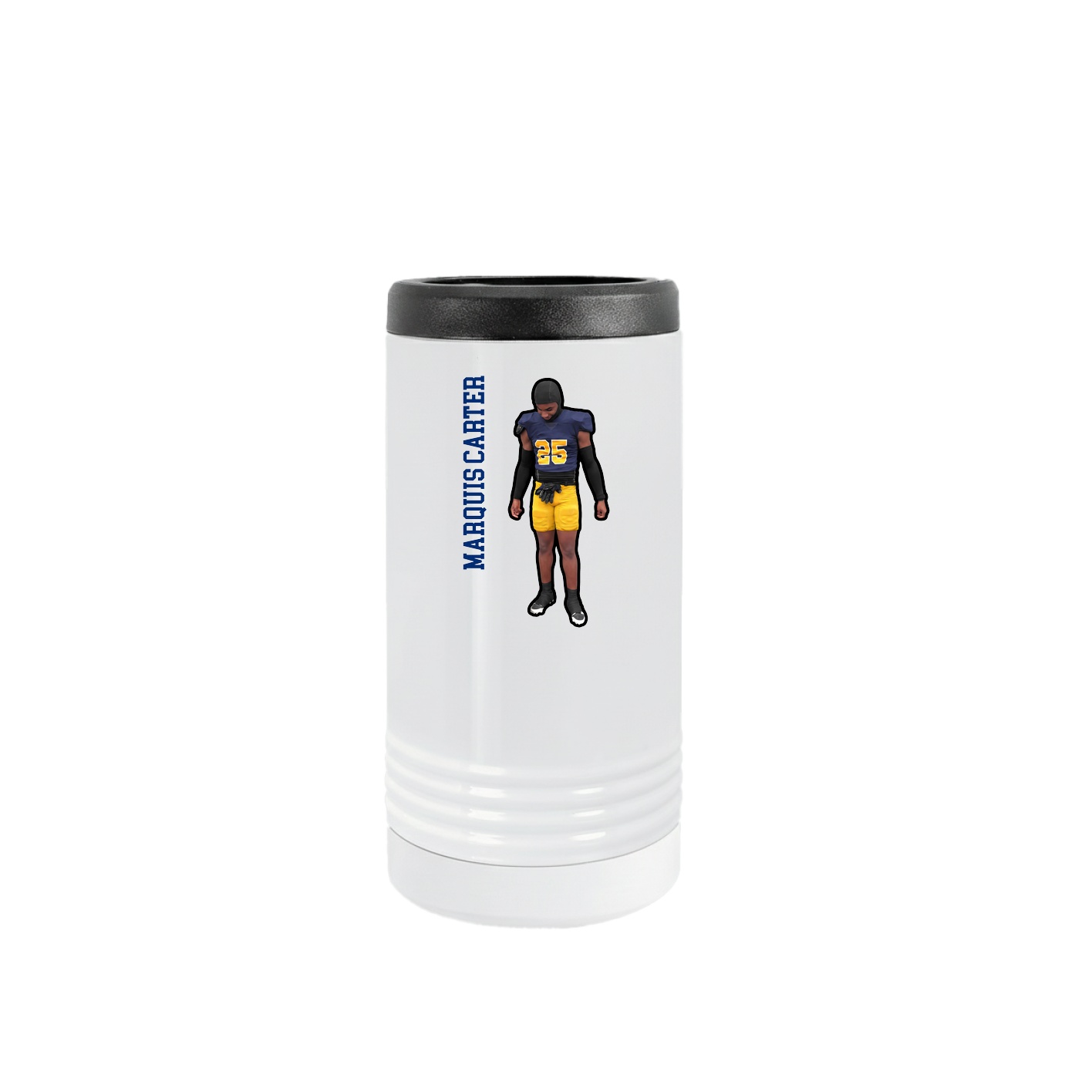 Slim Beverage Holder — Name Vertical in White