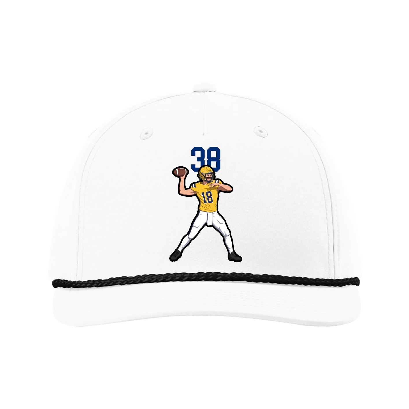 Five-Panel Classic Rope Cap — Number Top in White