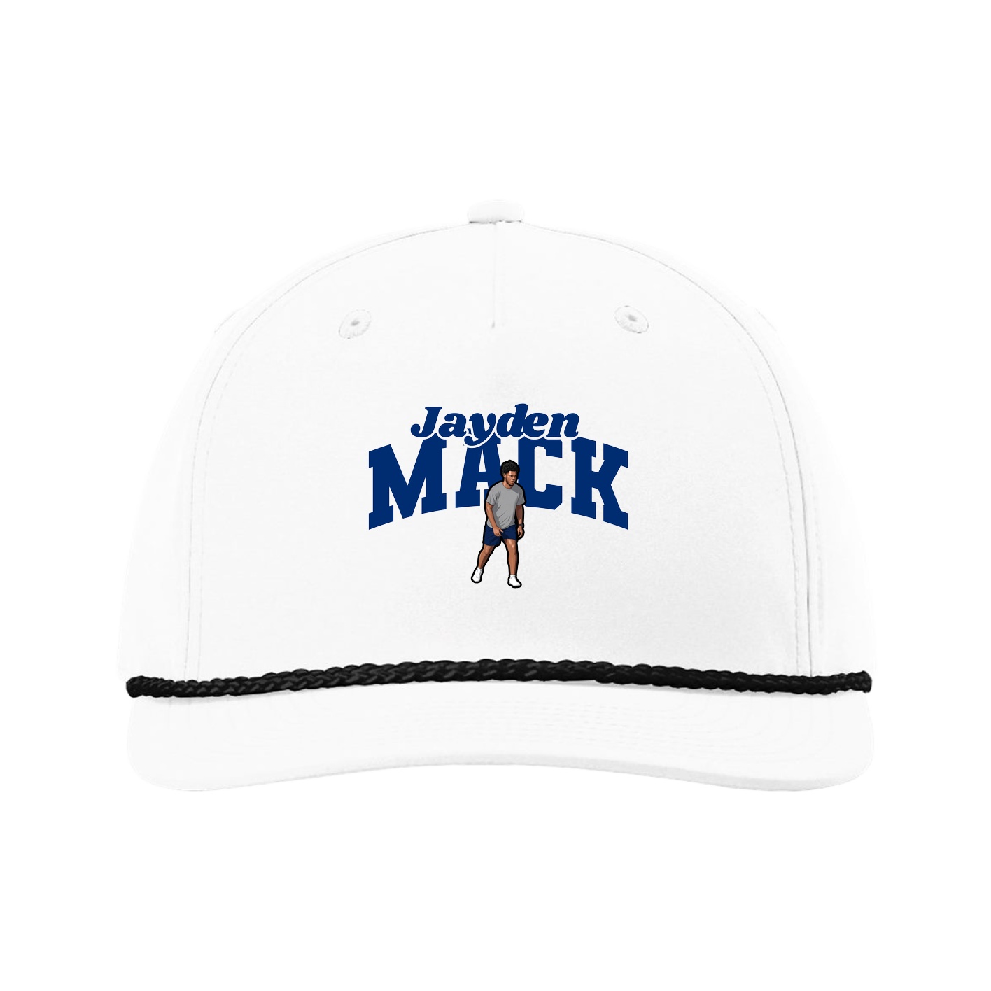 Five-Panel Classic Rope Cap — Signature Arch in White