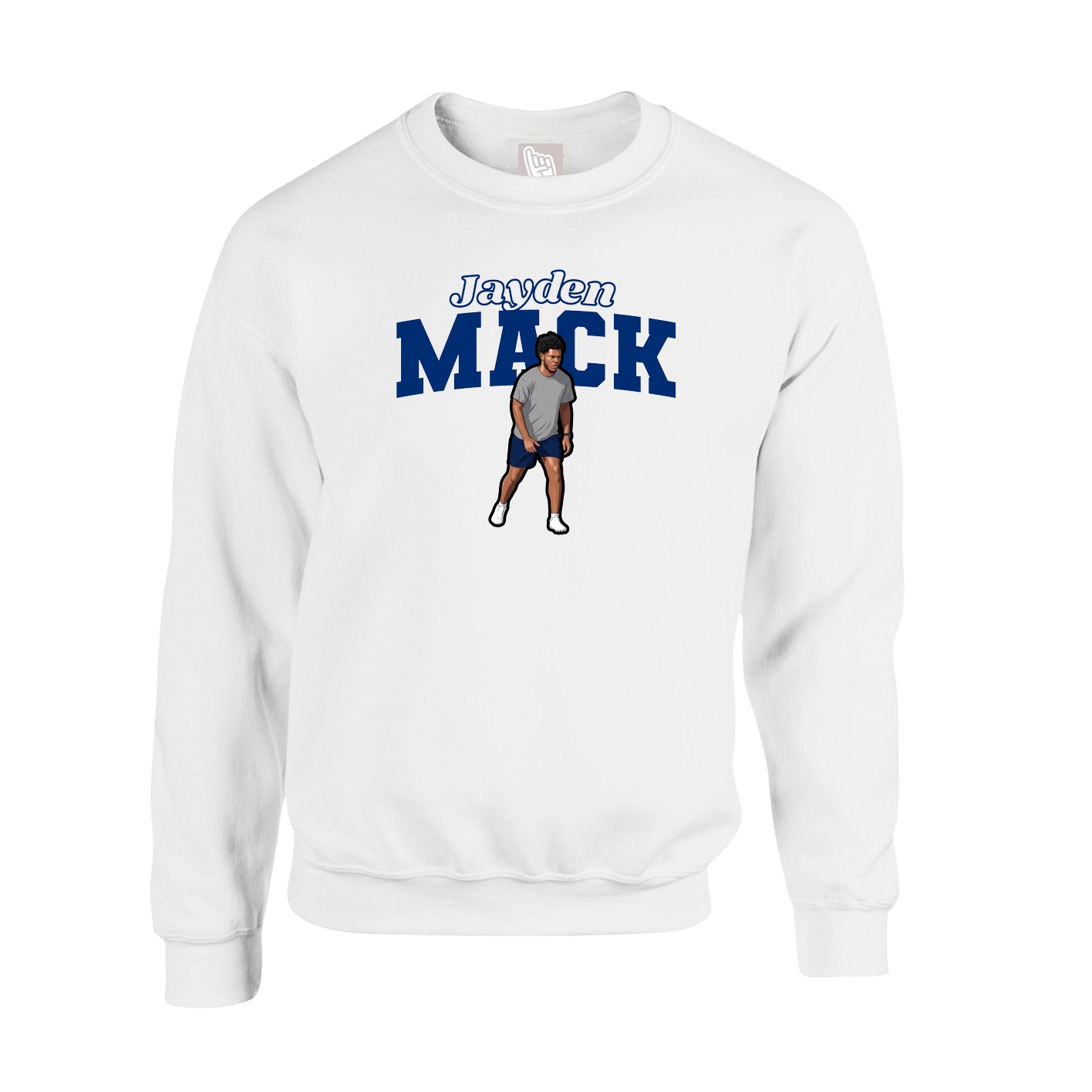 Fleece Crew — Name Arch in White