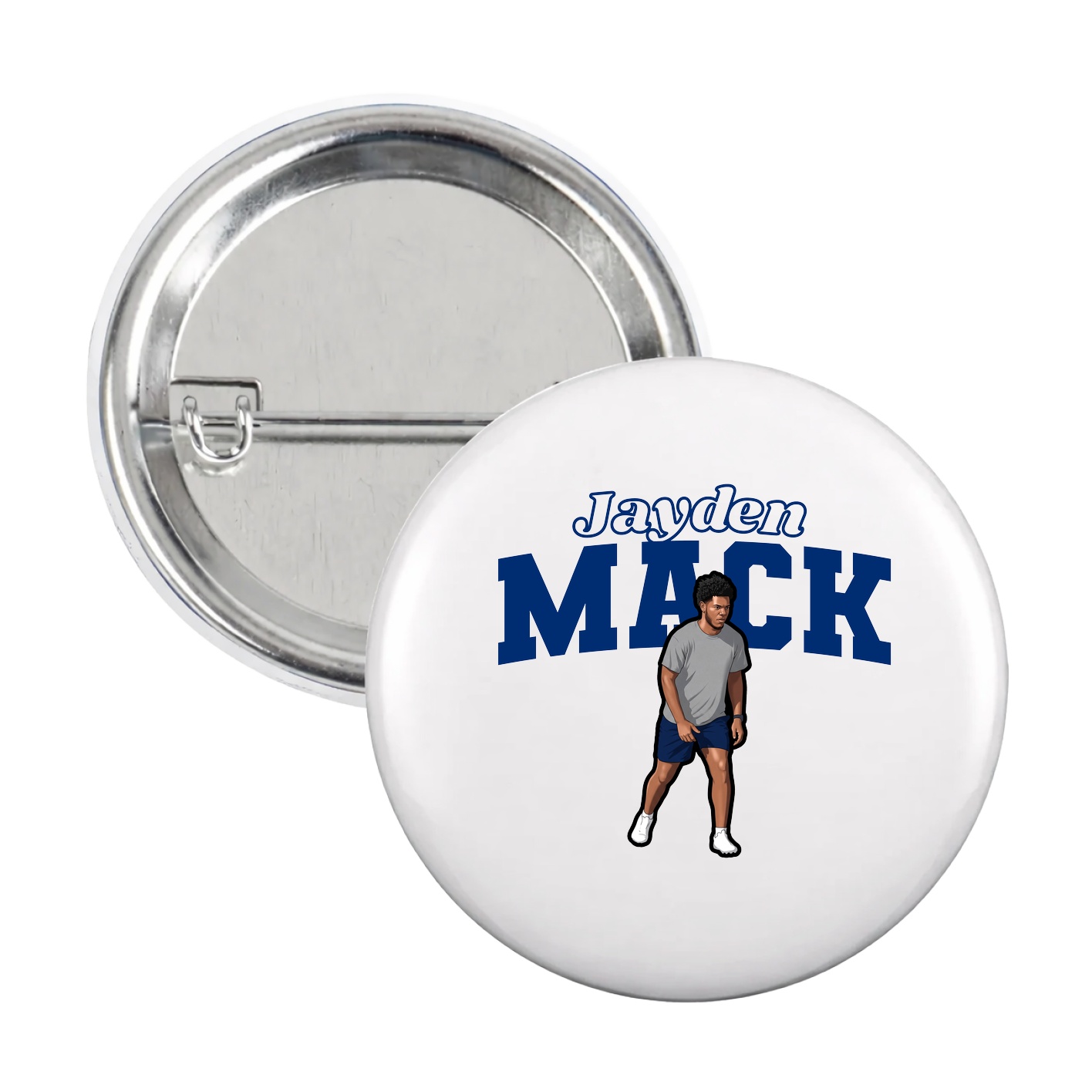 Game Day Button — Name Arch in White