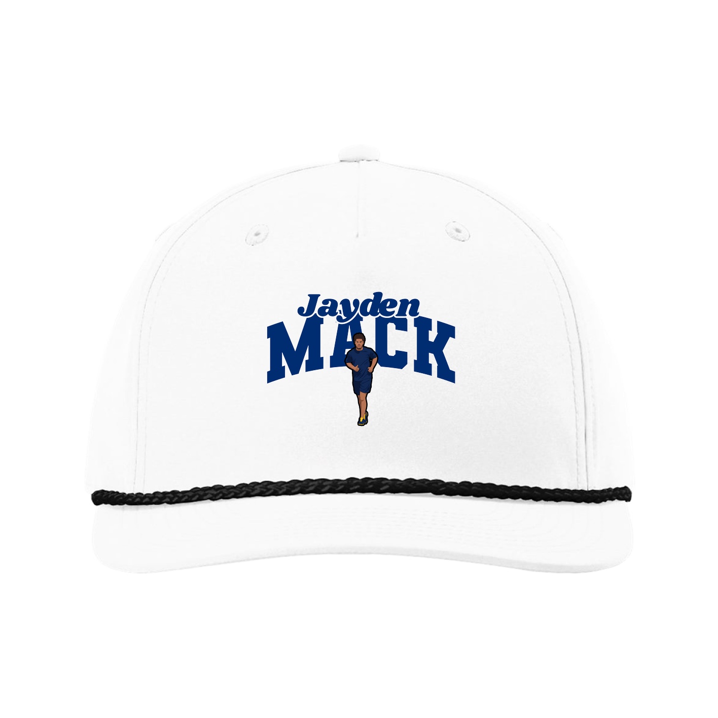 Five-Panel Classic Rope Cap — Signature Arch in White