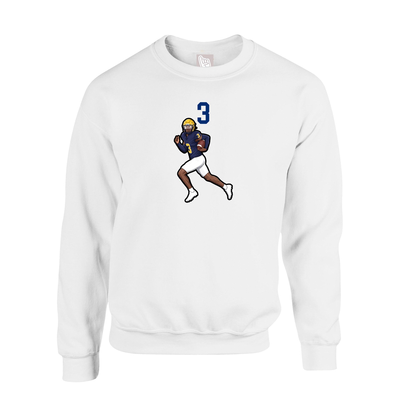 Fleece Crew — Number Top in White