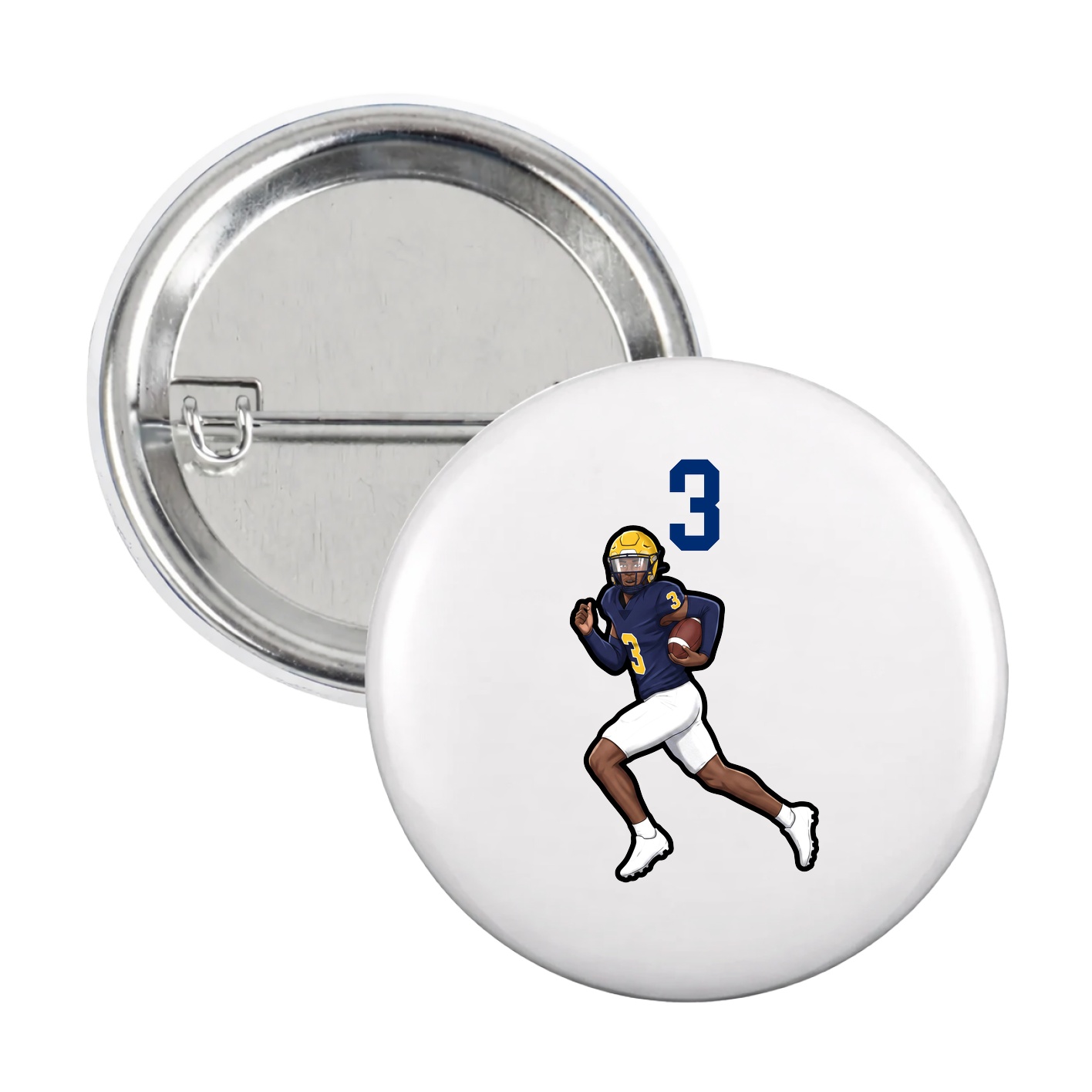 Game Day Button — Number Top in White