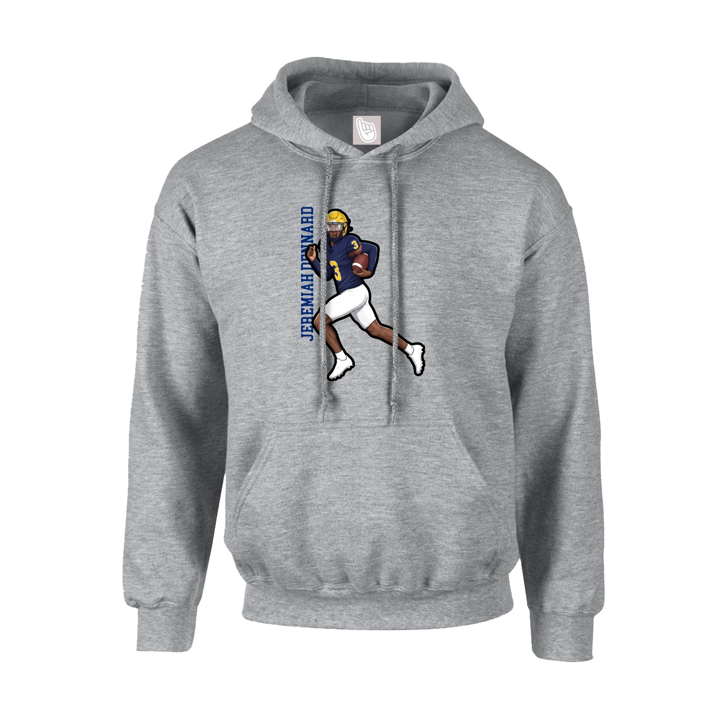 Youth Hoodie — Name Vertical in Grey