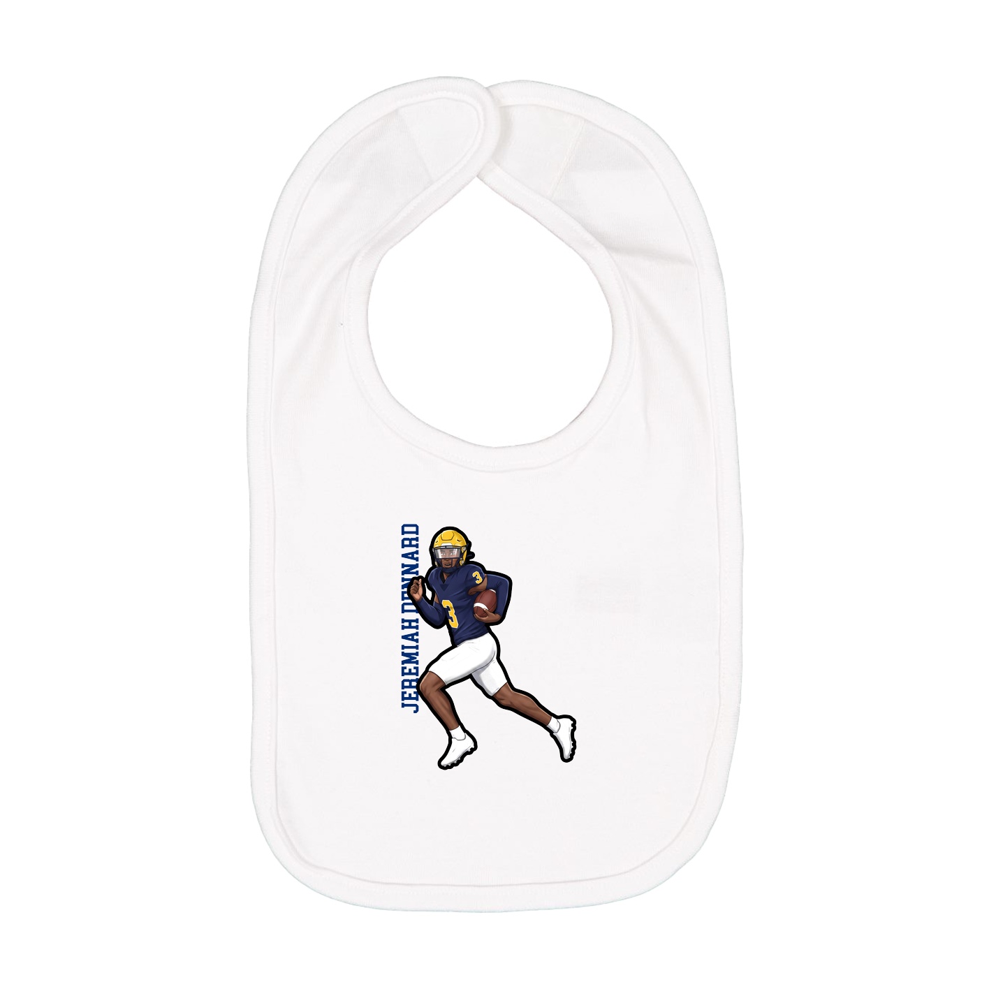 Infant Bib — Name Vertical in White