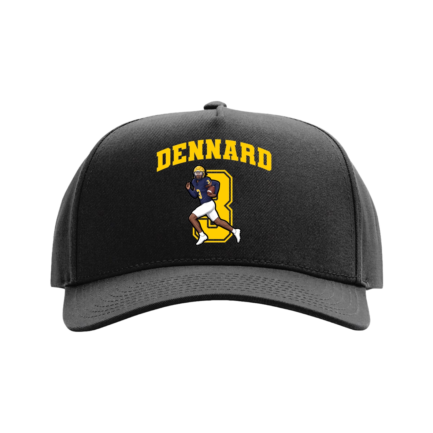 Full Fabric Five-Panel Champ Cap — Number in Black