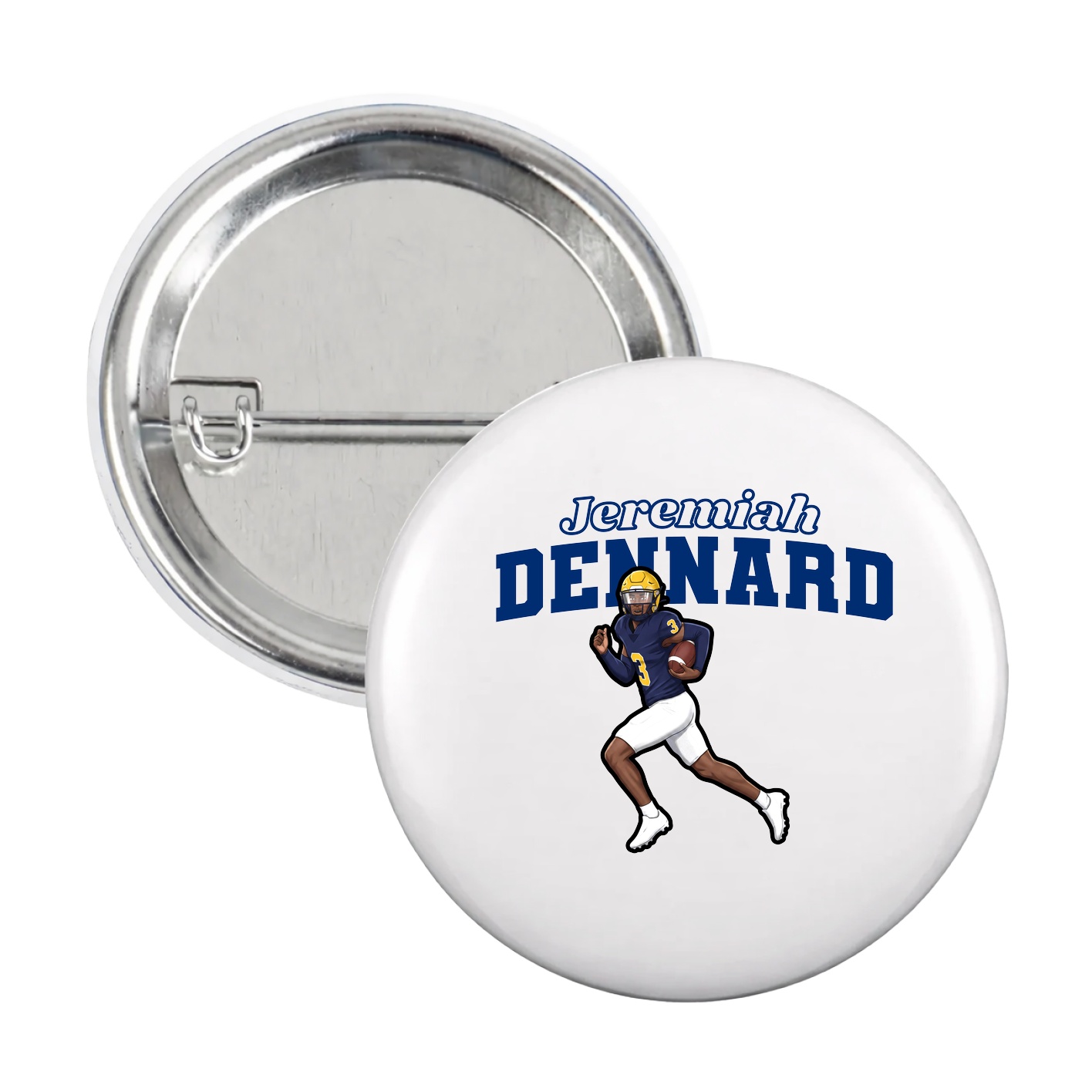 Game Day Button — Name Arch in White
