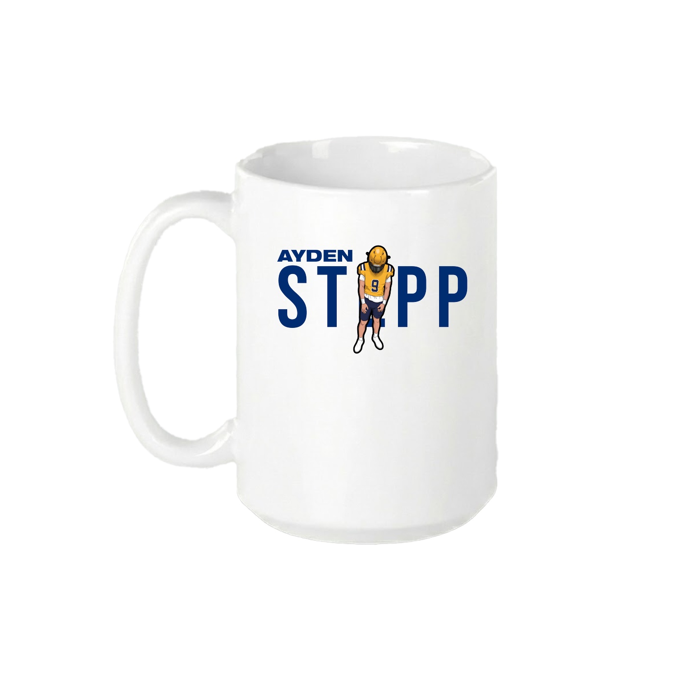 15oz Coffee Mug — Player Name in White