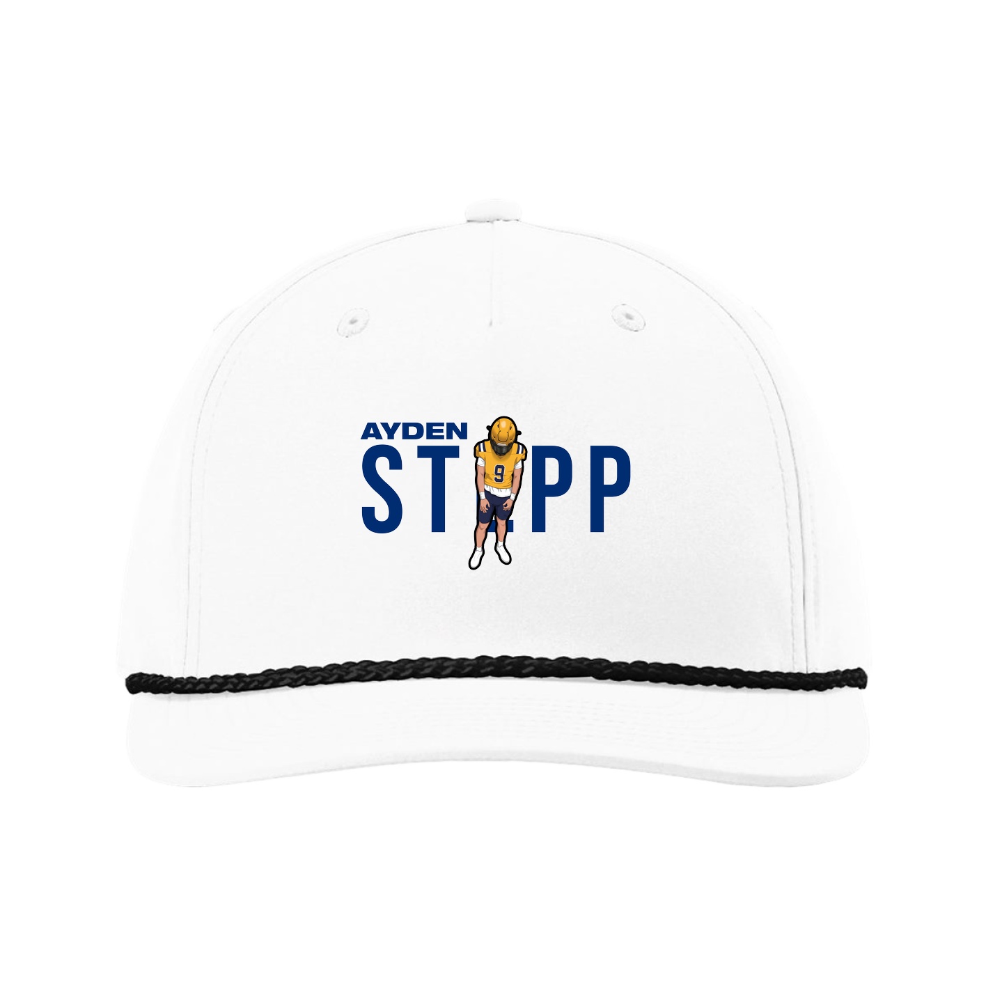 Five-Panel Classic Rope Cap — Player Name in White
