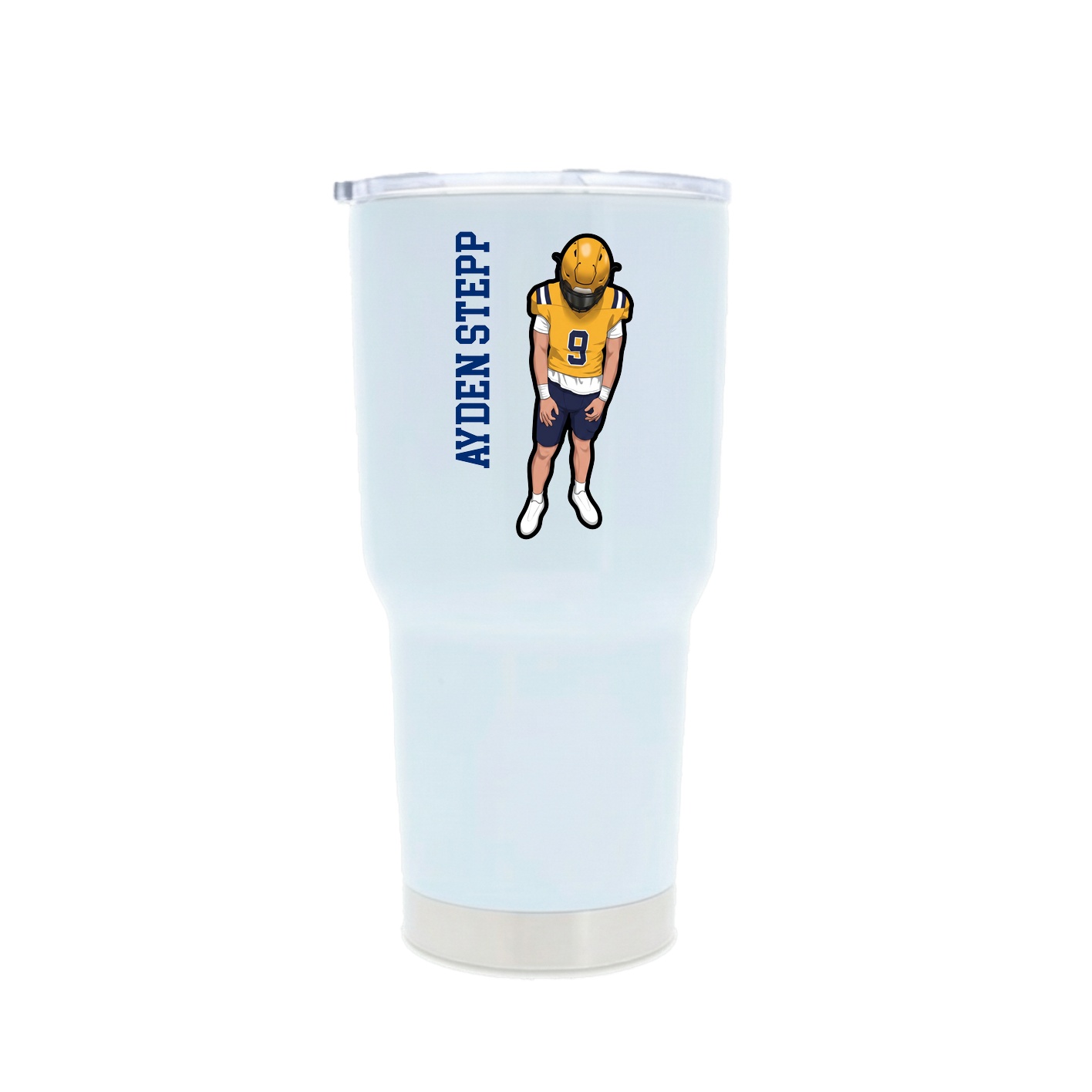 30oz Stainless Steel Tumbler — Name Vertical in White
