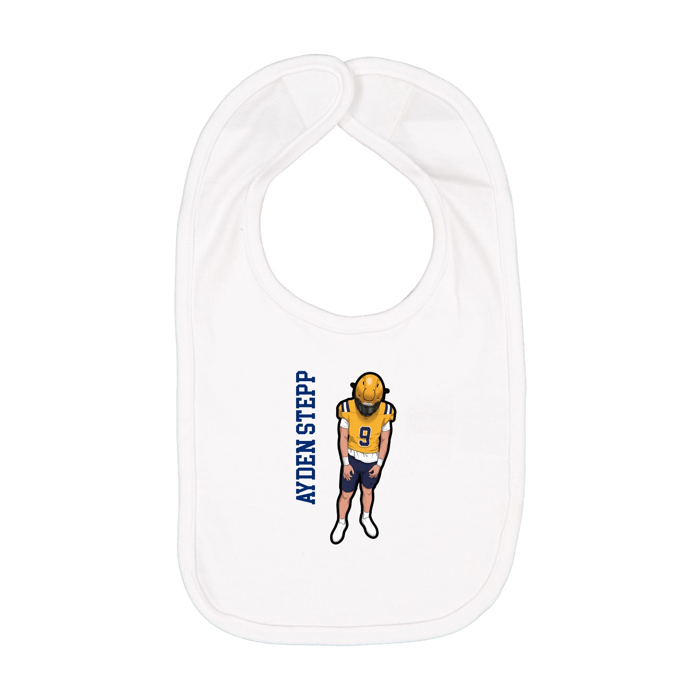 Infant Bib — Name Vertical in White