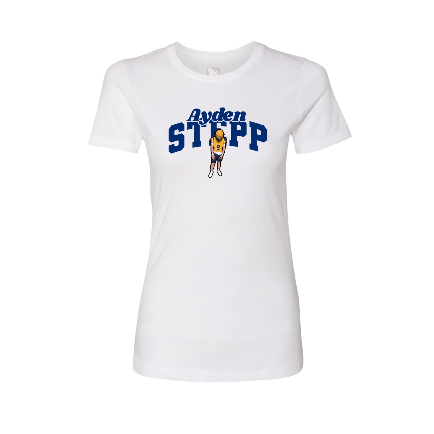 Fitted Women's Tee — Signature Arch in White