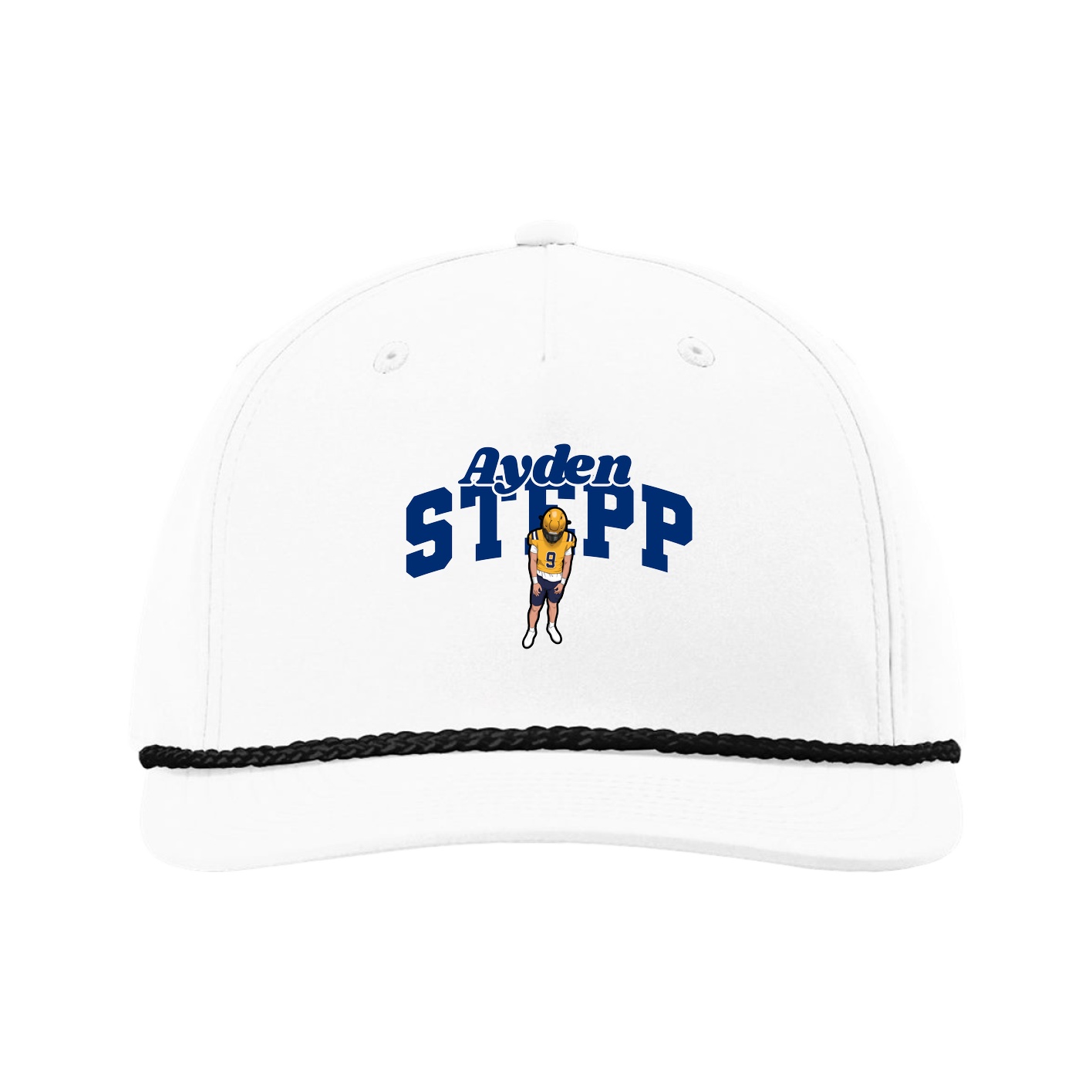 Five-Panel Classic Rope Cap — Signature Arch in White