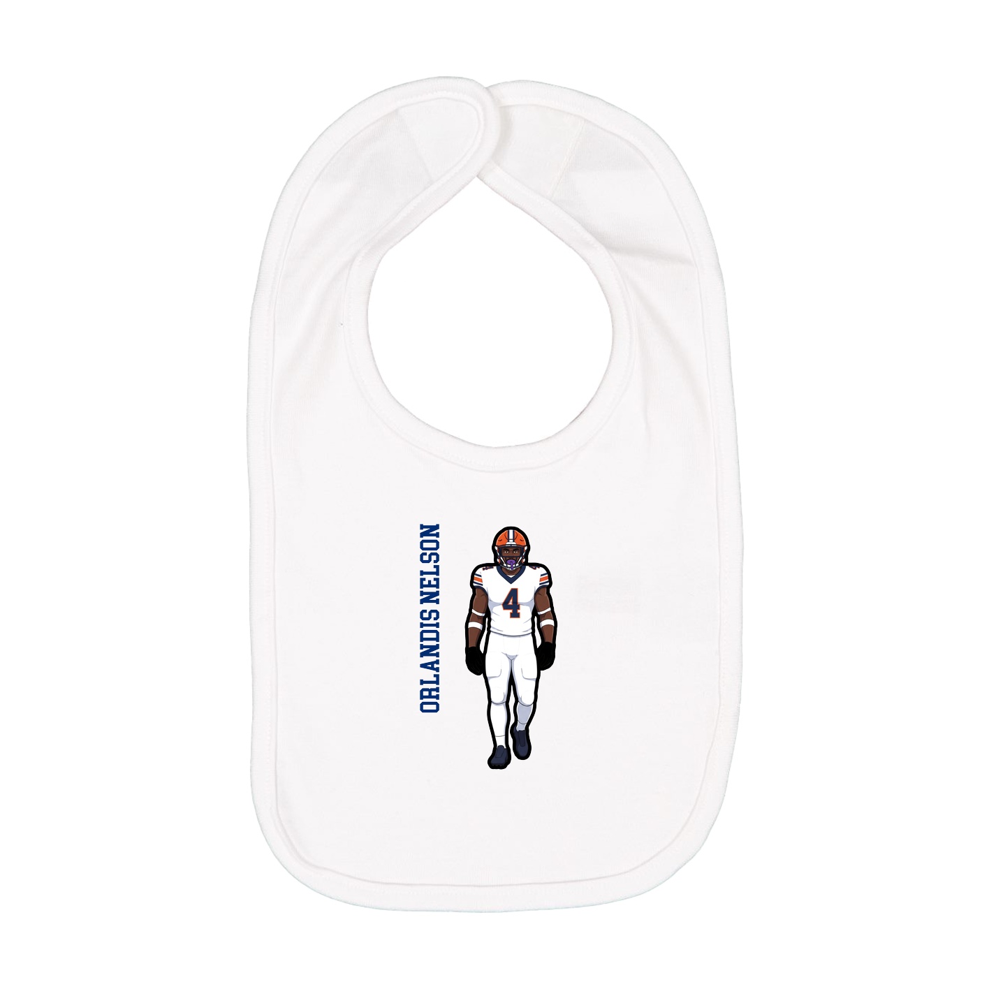 Infant Bib — Name Vertical in White