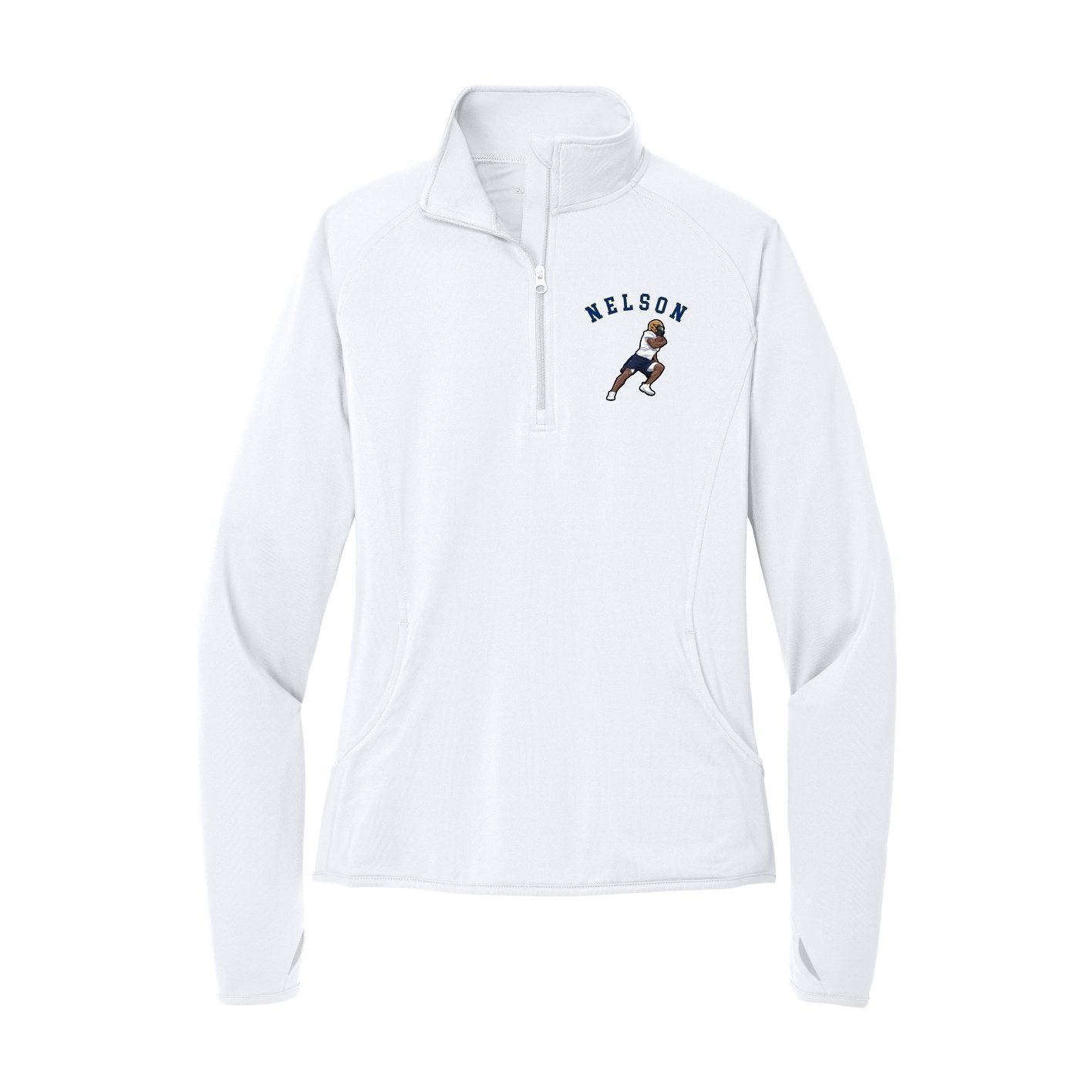 Women's Q-Zip Pullover — Shirsey Arch in White