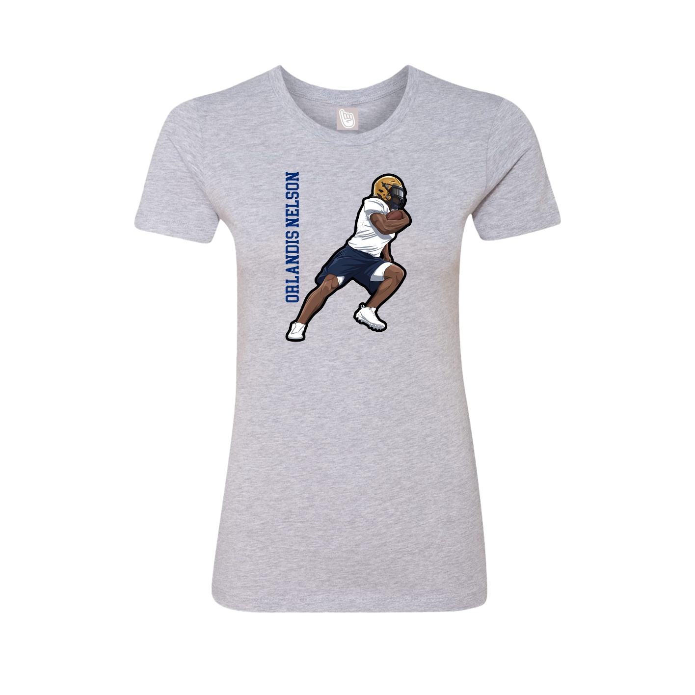 Fitted Women's Tee — Name Vertical in Grey