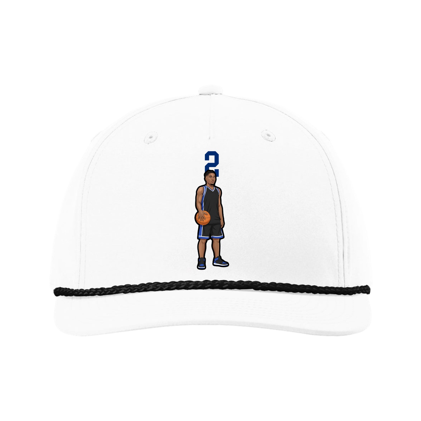 Five-Panel Classic Rope Cap — Number Top in White