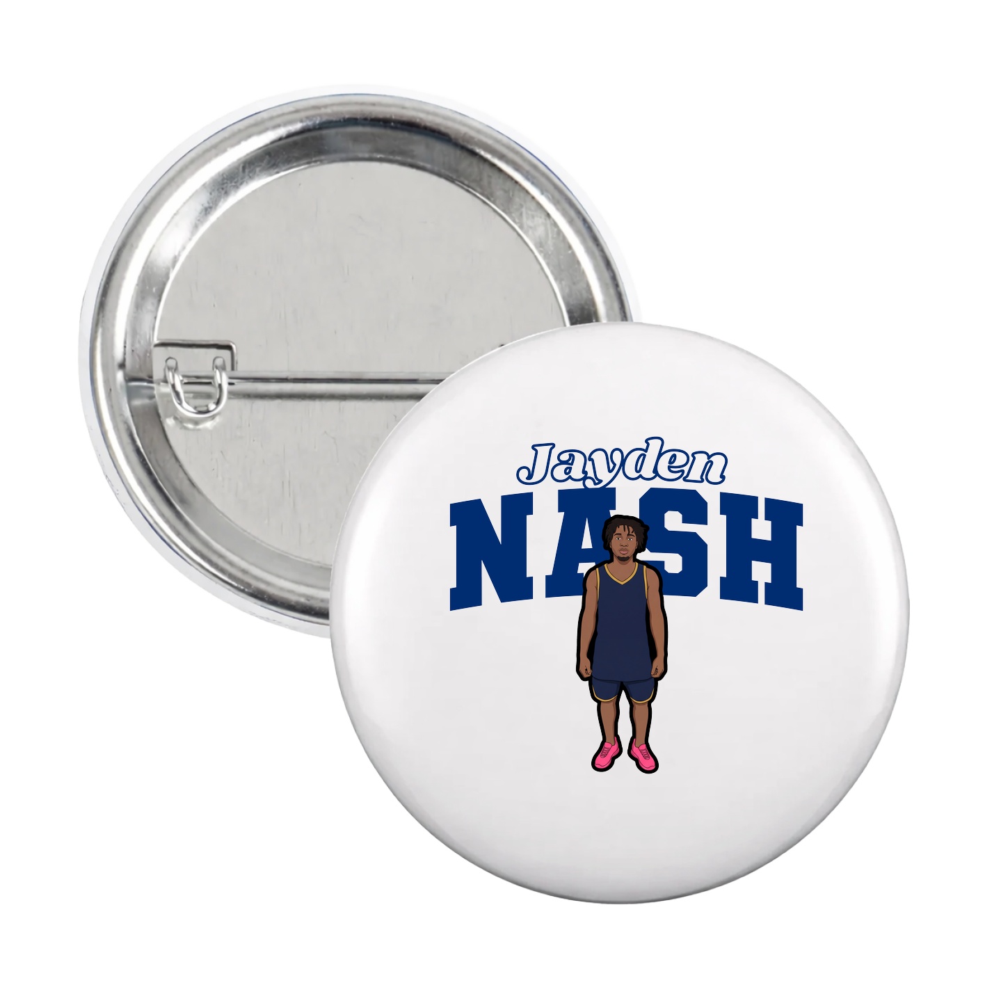 Game Day Button — Name Arch in White