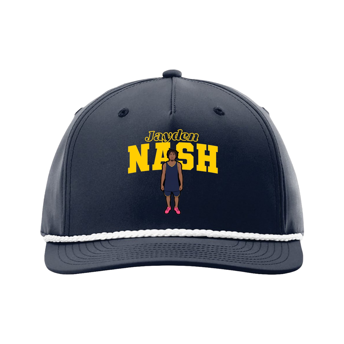 Five-Panel Classic Rope Cap — Name Arch in Navy