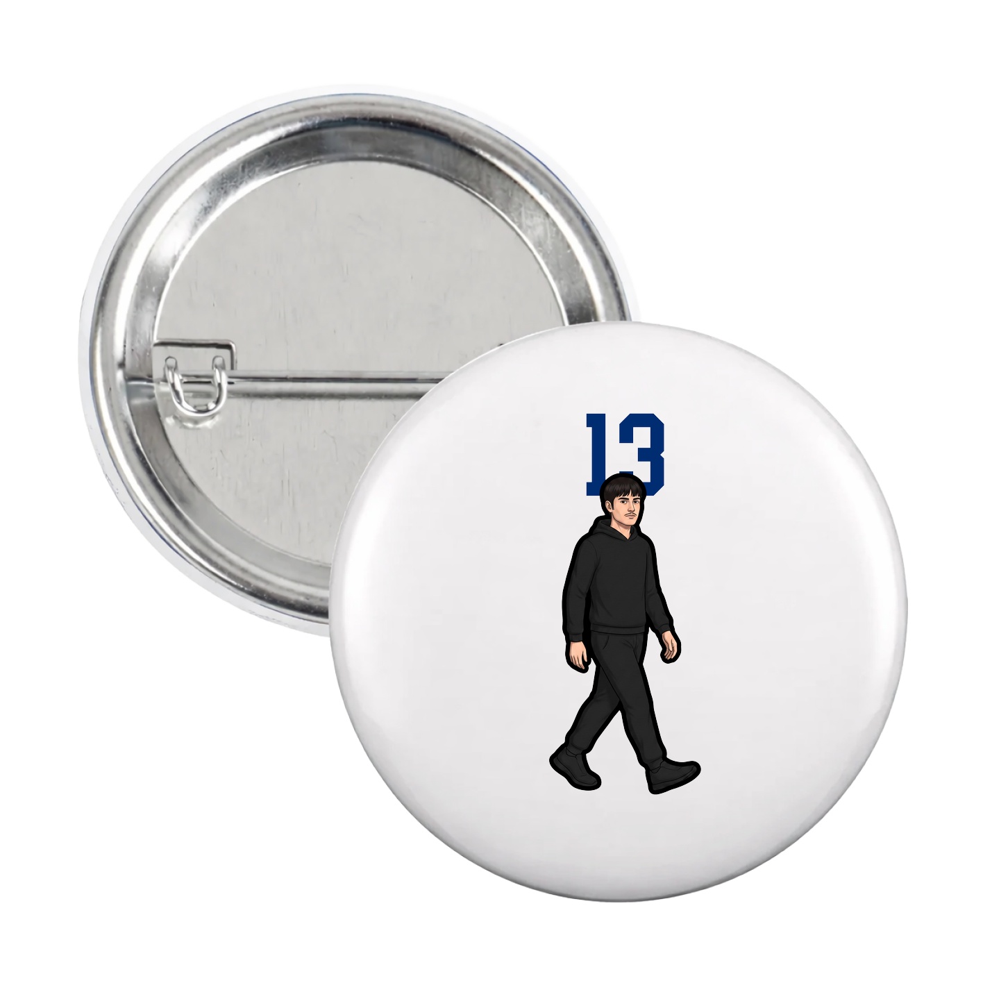 Game Day Button — Number Top in White