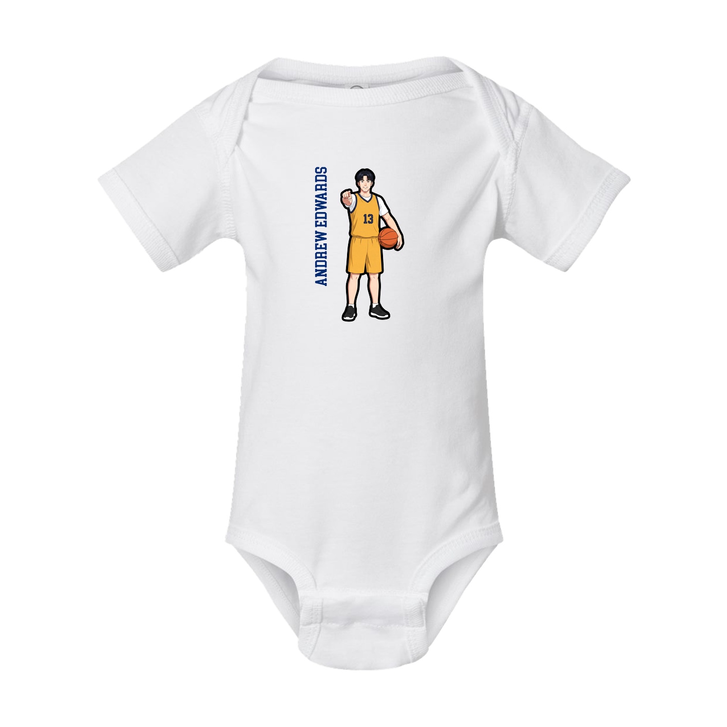 Baby Onesie — Name Vertical in White