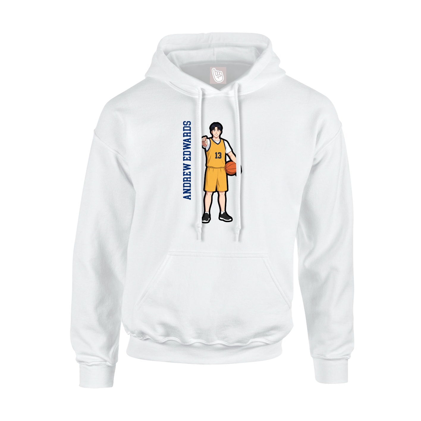 Youth Hoodie — Name Vertical in White