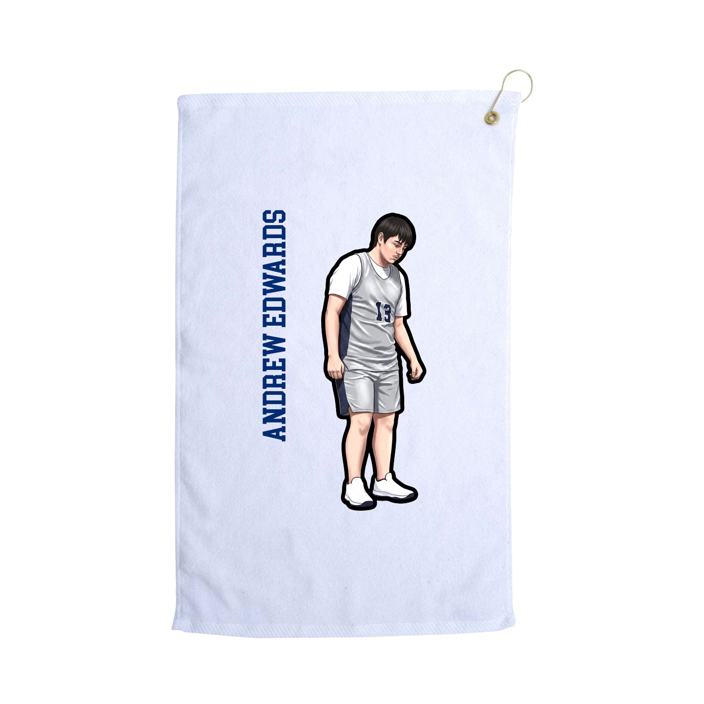 Golf Towel — Name Vertical in White