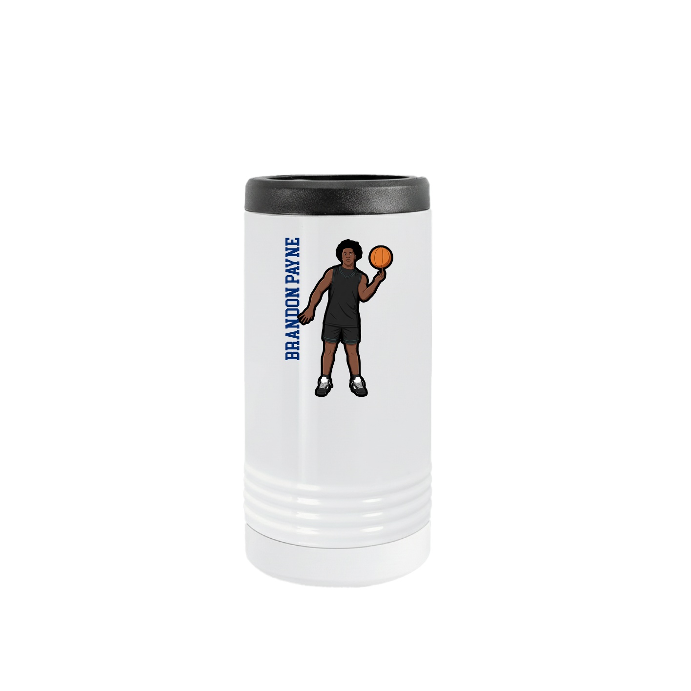 Slim Beverage Holder — Name Vertical in White