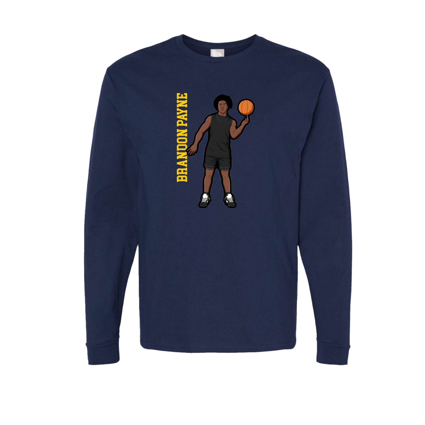 Long Sleeve Tee — Name Vertical in Navy