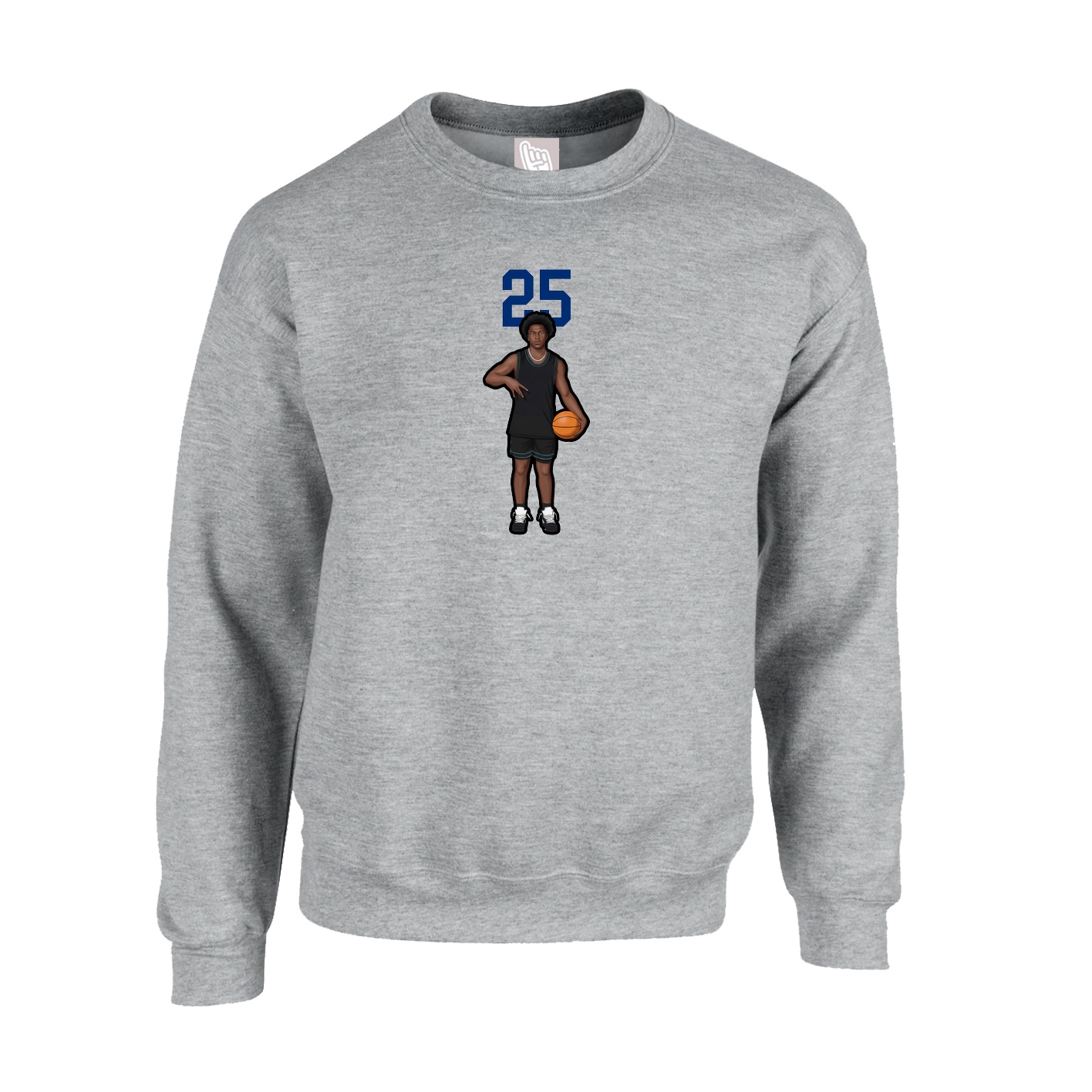 Fleece Crew — Number Top in Grey