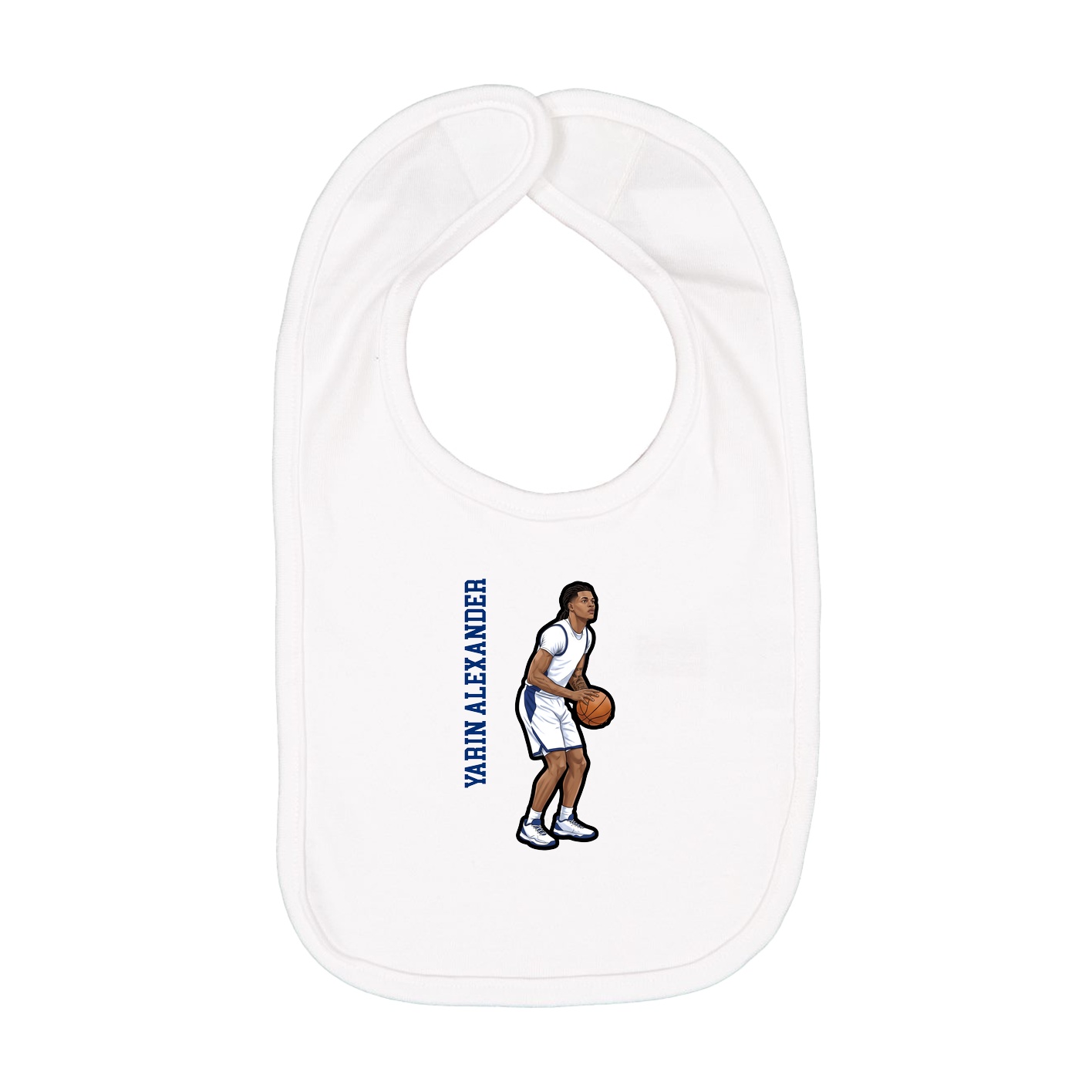 Infant Bib — Name Vertical in White