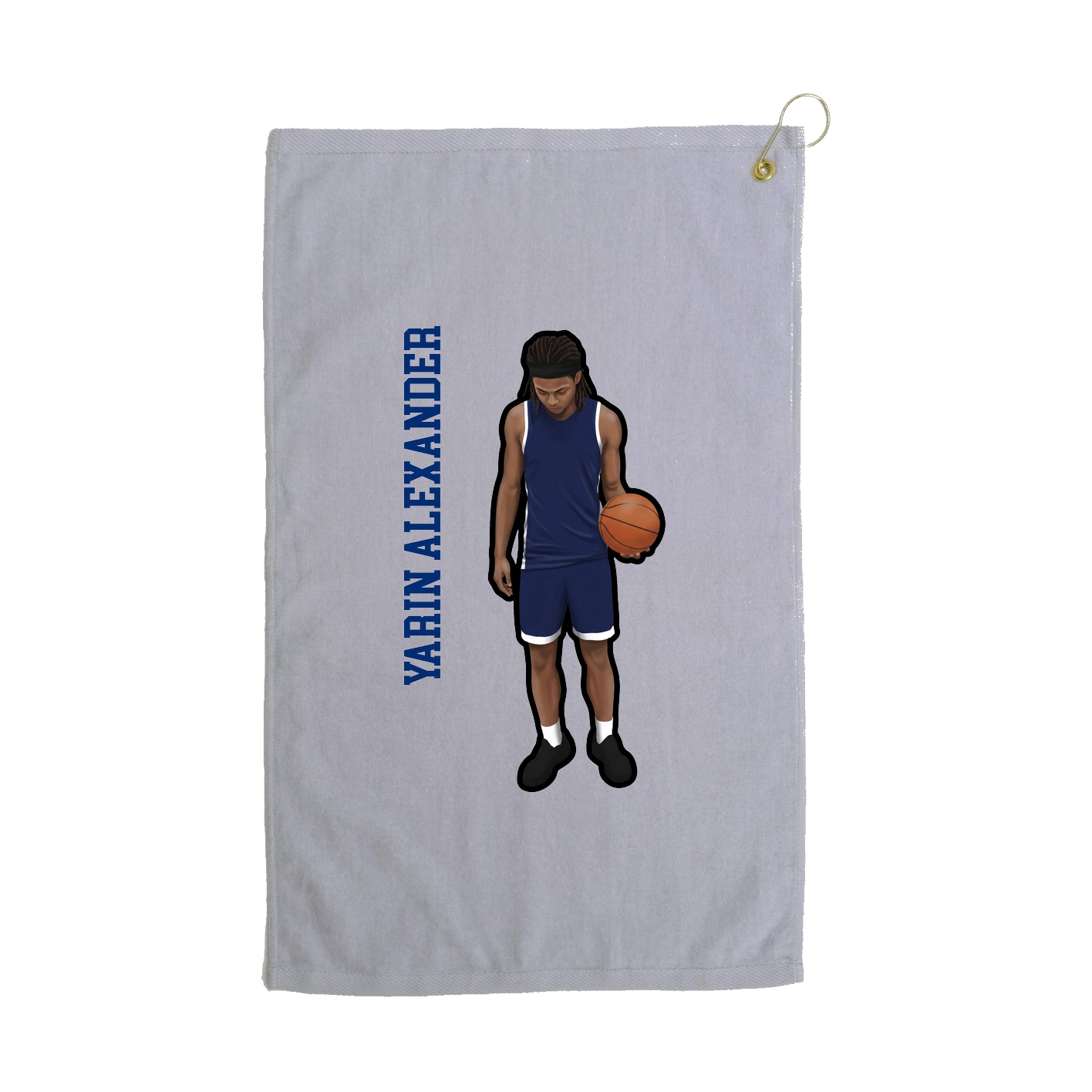 Golf Towel — Name Vertical in Grey